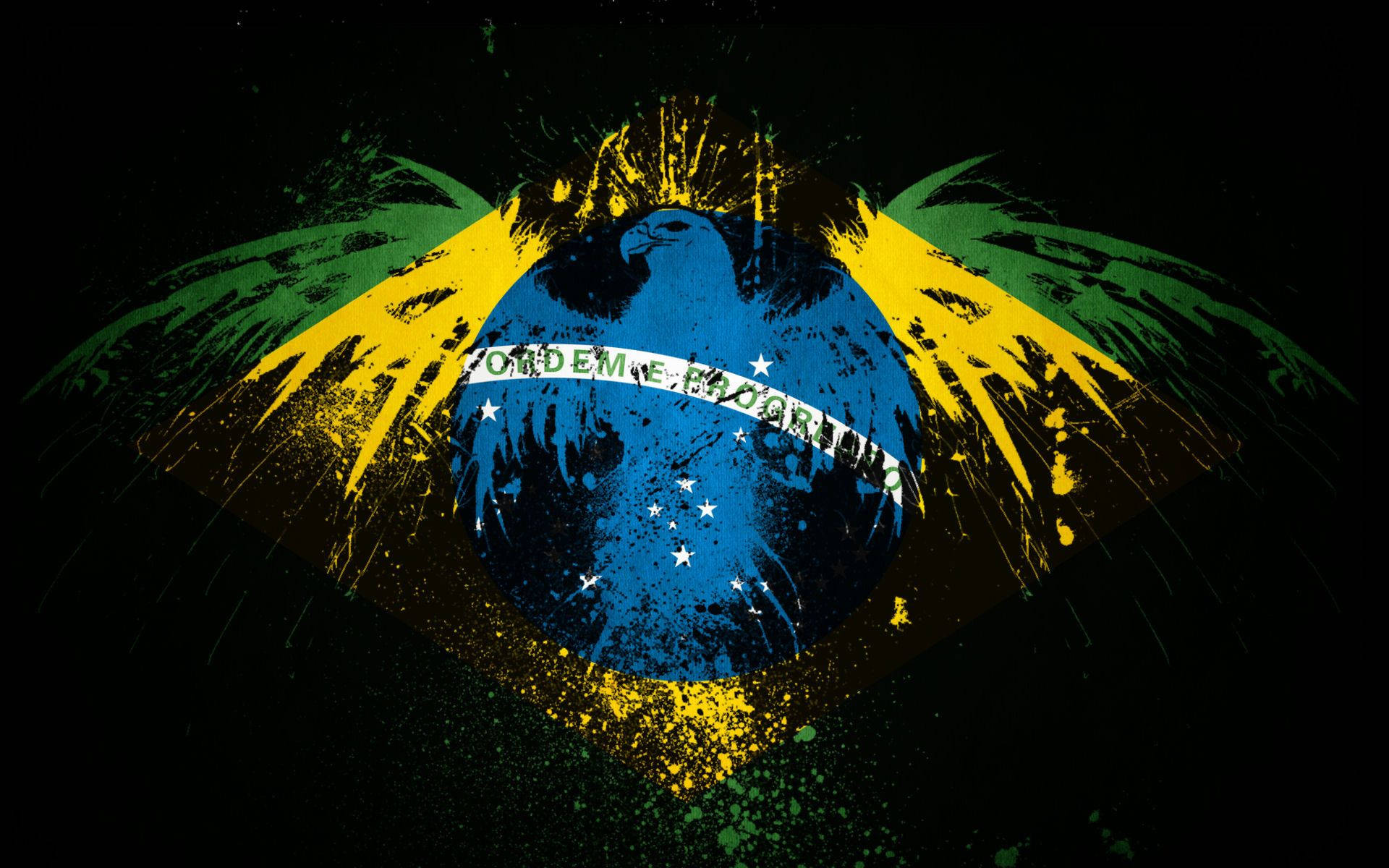 Brazil flag, stylized Brazilian flag, splattered paint, Full HD Desktop Wallpaper