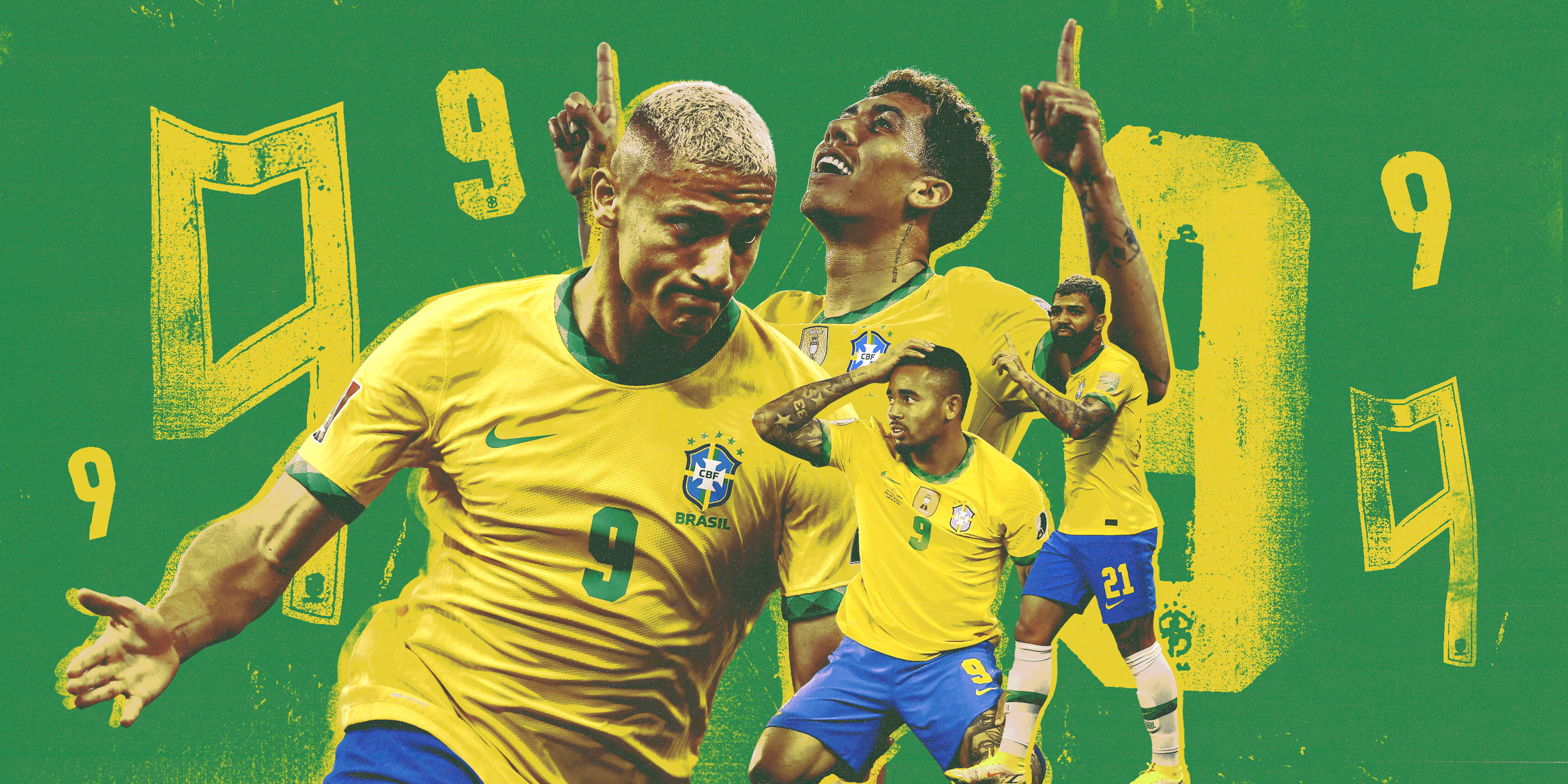 Brazil National Football Team, number 9, yellow jerseys, 2K Desktop Wallpaper