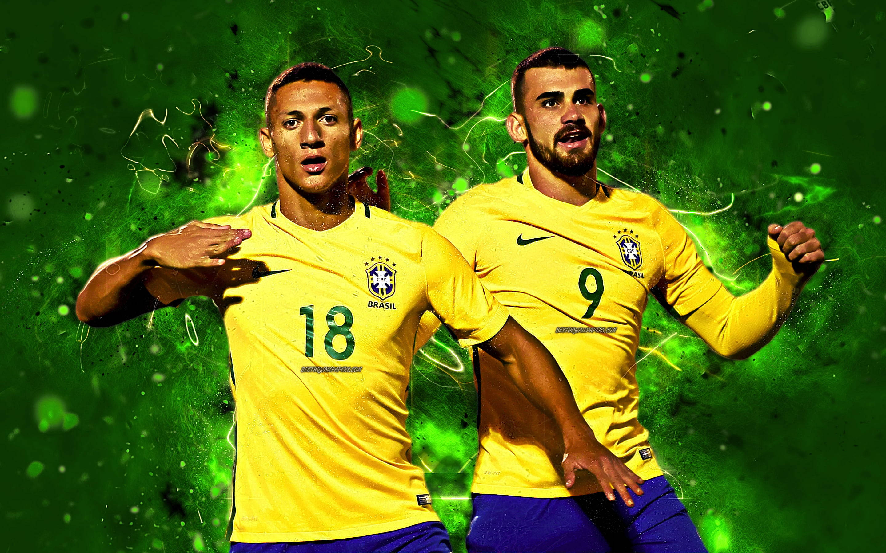 Brazil National Football Team, number 18, number 9, 2K Desktop Wallpaper