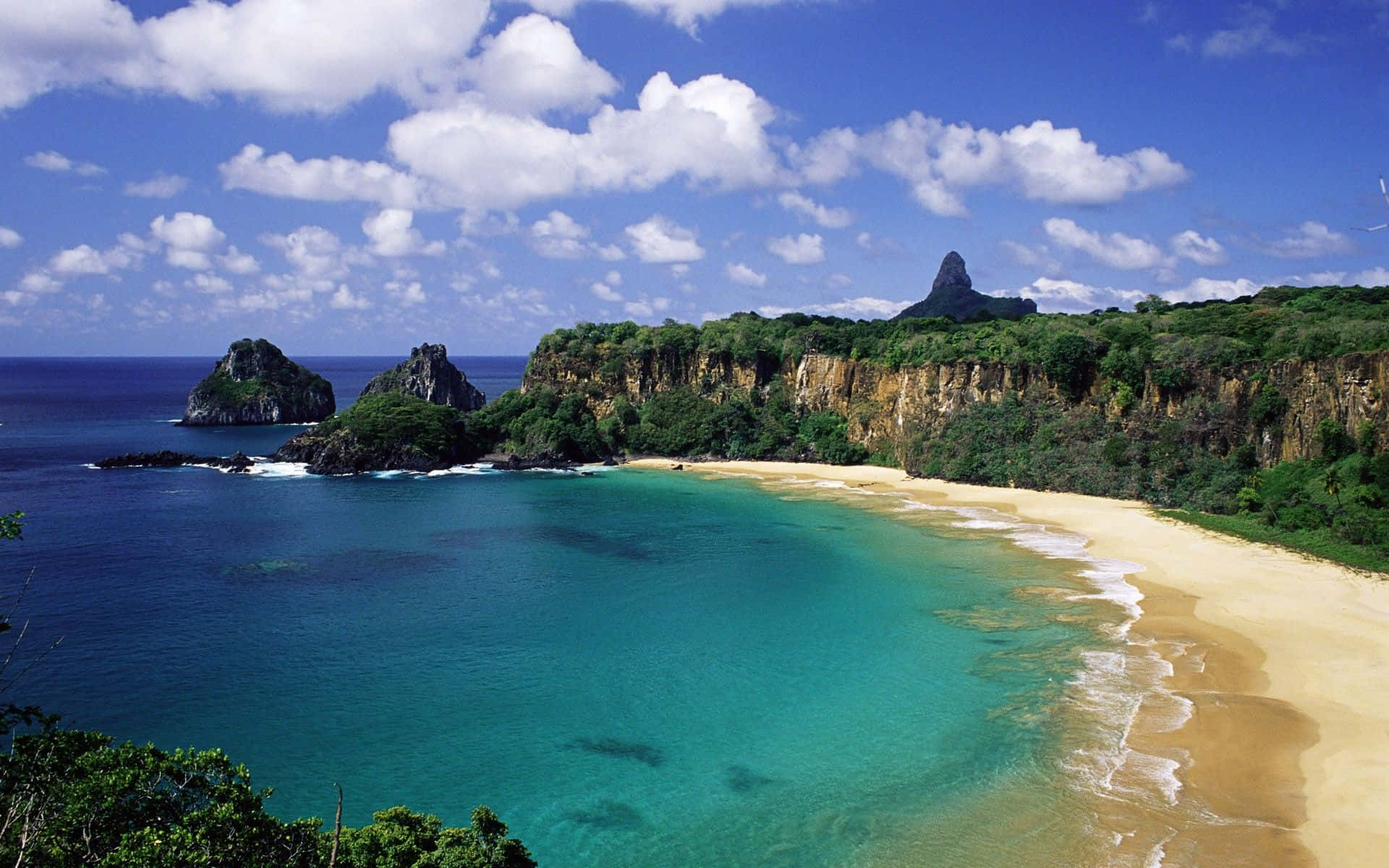 Brazilian Beach, turquoise waters, golden beach, Full HD Desktop Wallpaper