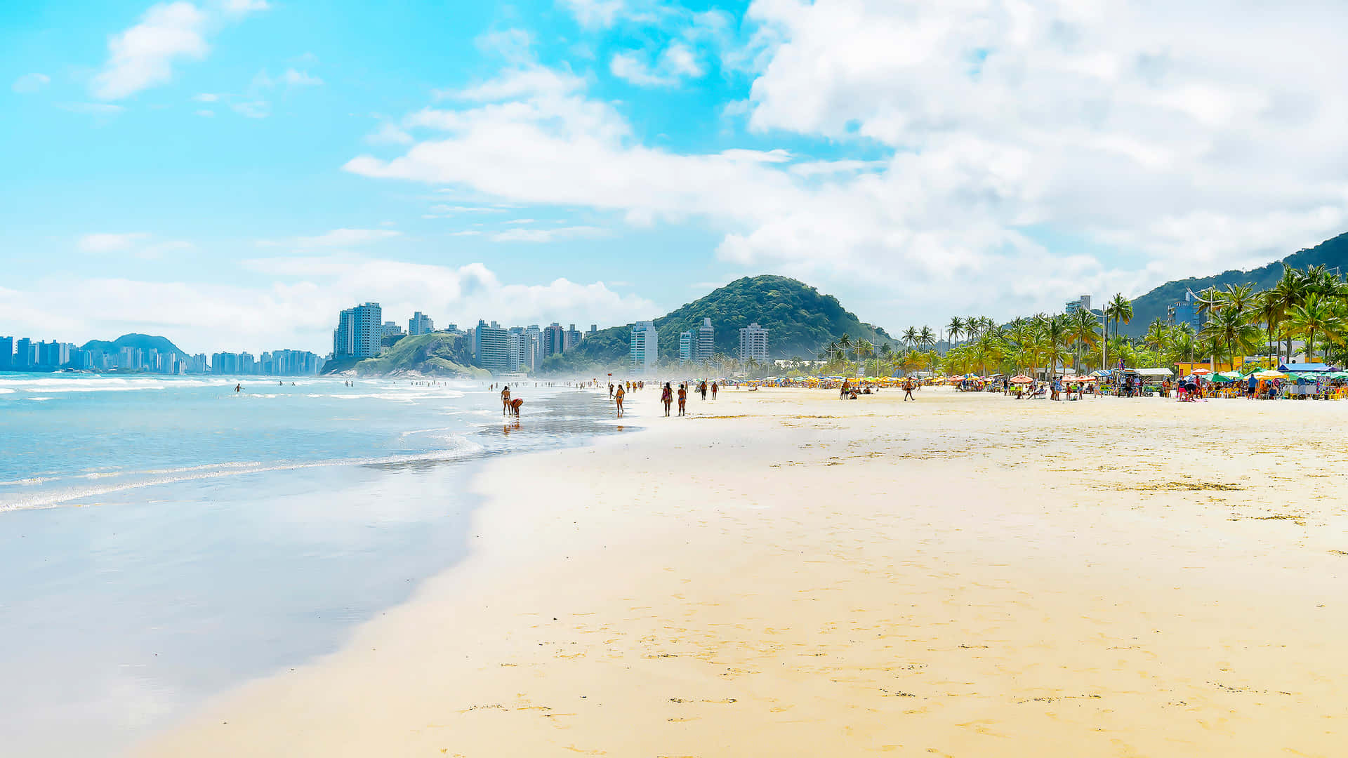 Brazilian Beach, crystal clear waters, golden sands, Full HD Desktop Wallpaper
