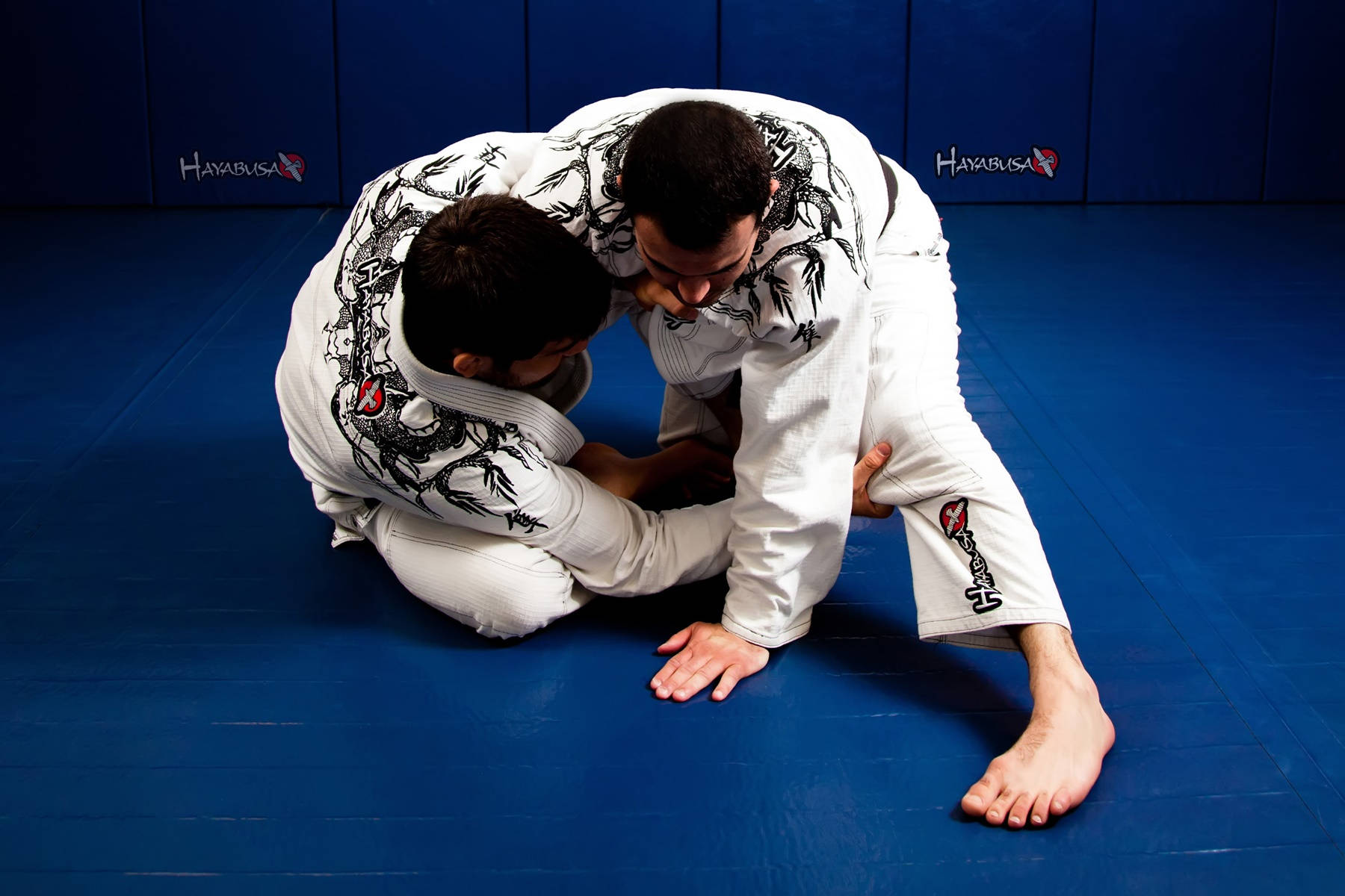 white gi, dragon embroidery, vibrant blue judo mat, HD Desktop Wallpaper