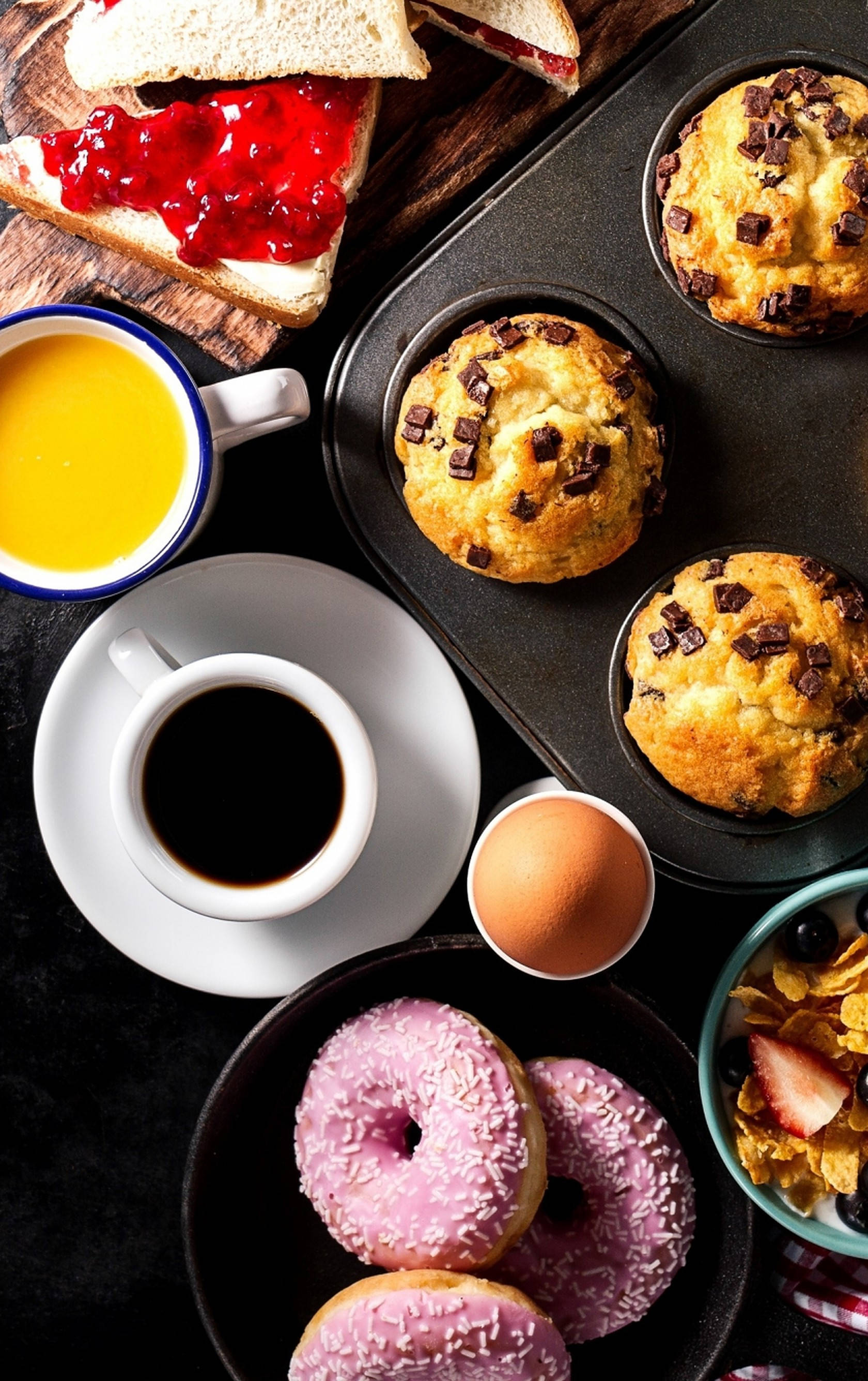 cupcakes, donuts, muffins, 2K Phone Wallpaper