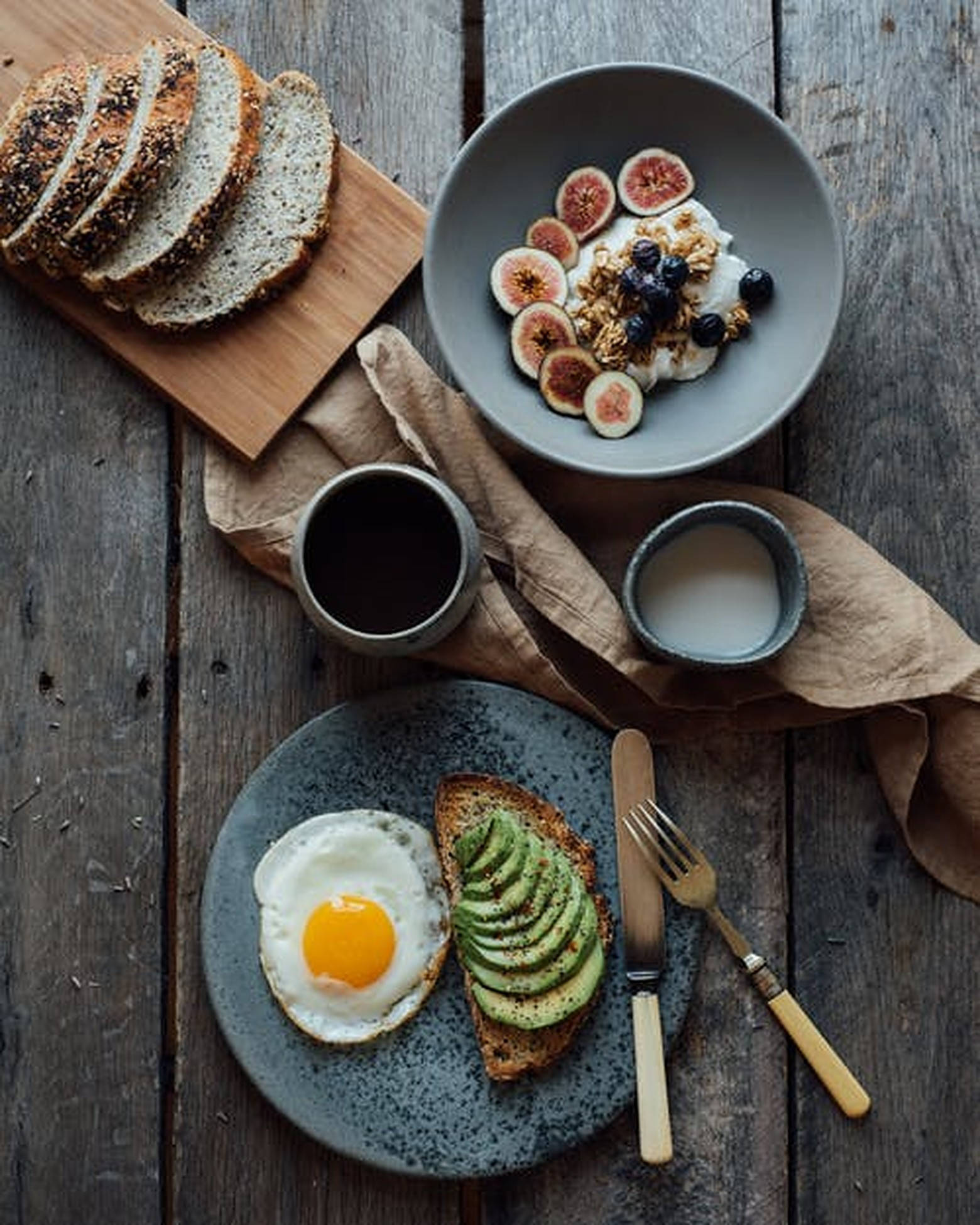 gray ceramic plate, avocado toast, sunny side up eggs, Full HD Phone Wallpaper