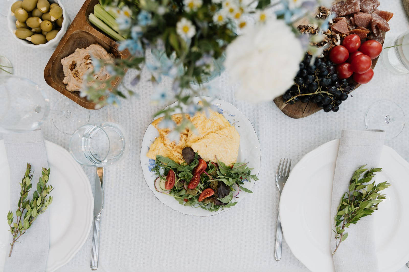 Italian Breakfast Food Desktop, top-down view, elegantly set table, HD Desktop Wallpaper