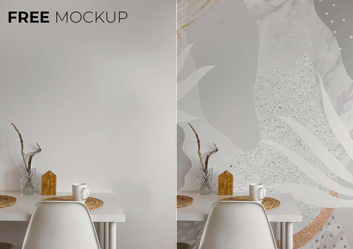 white table, white chair, minimalist abstract wallpaper, SD Desktop Wallpaper