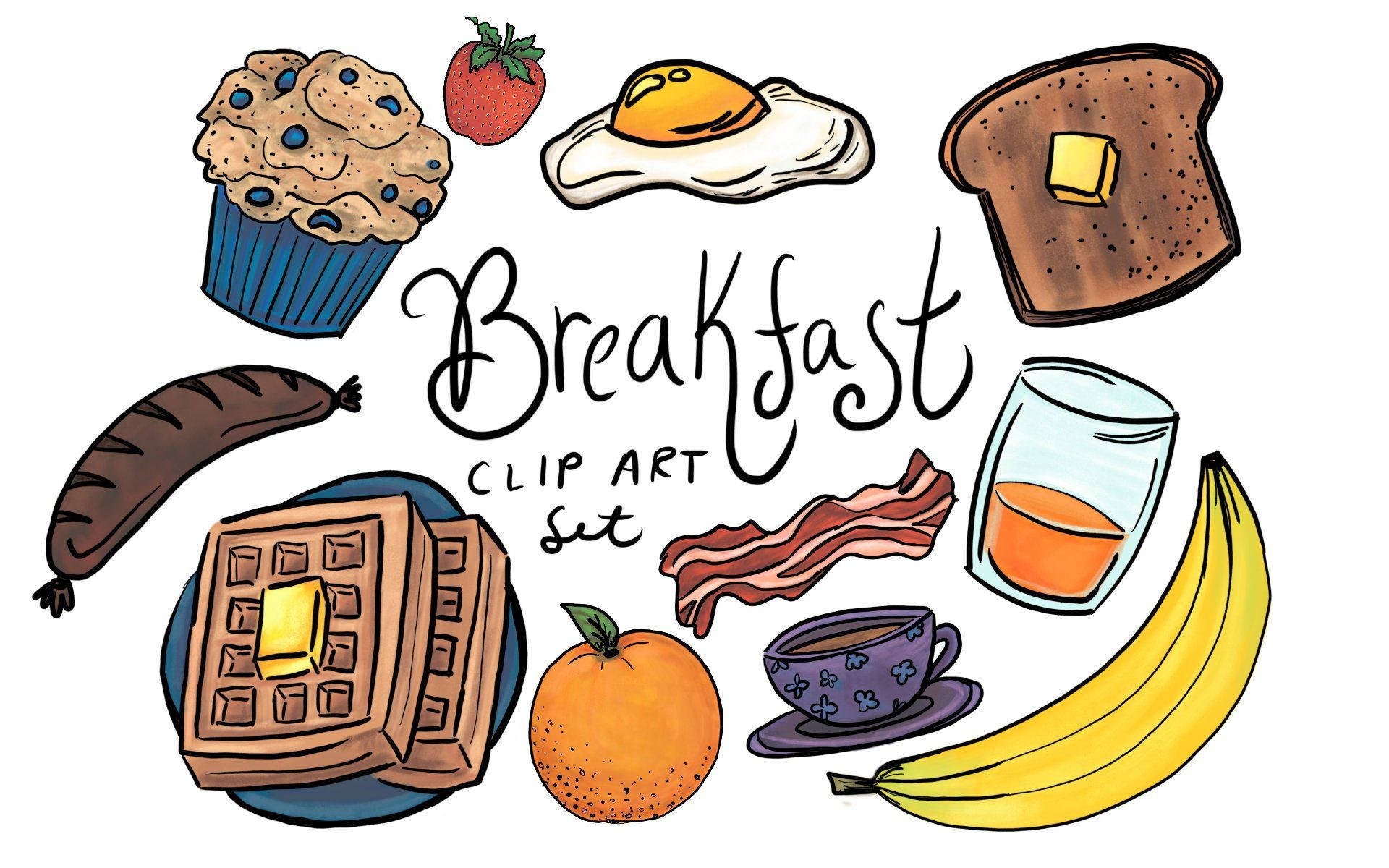 breakfast, waffles, bacon, Full HD Desktop Wallpaper