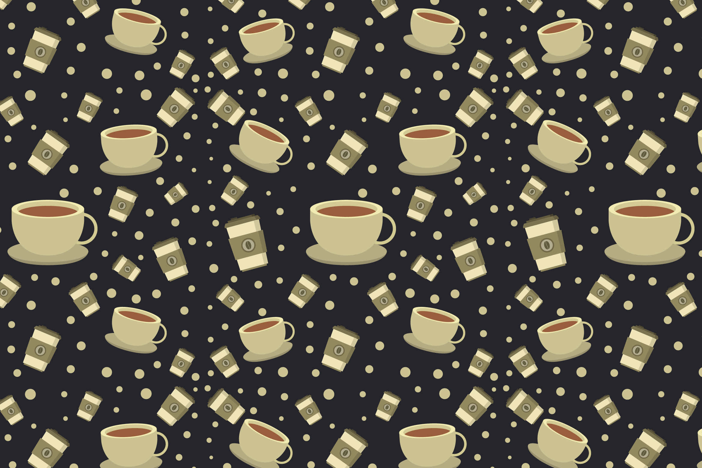 coffee pattern, beige coffee cups, coffee boxes, Full HD Desktop Wallpaper