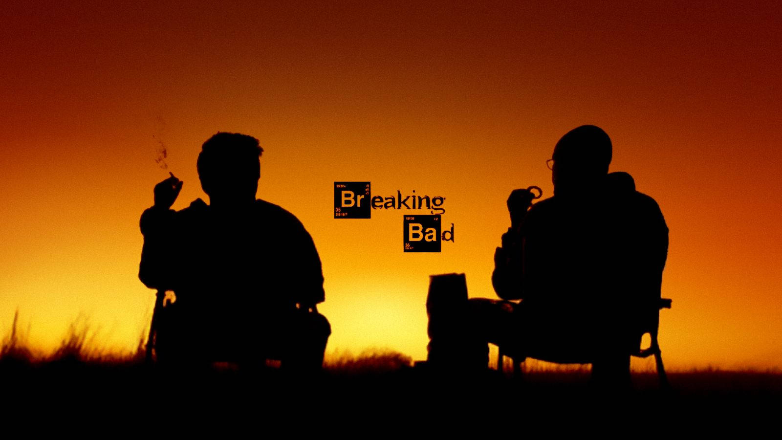 Breaking Bad, fiery orange sunset, silhouetted men, HD Desktop Wallpaper