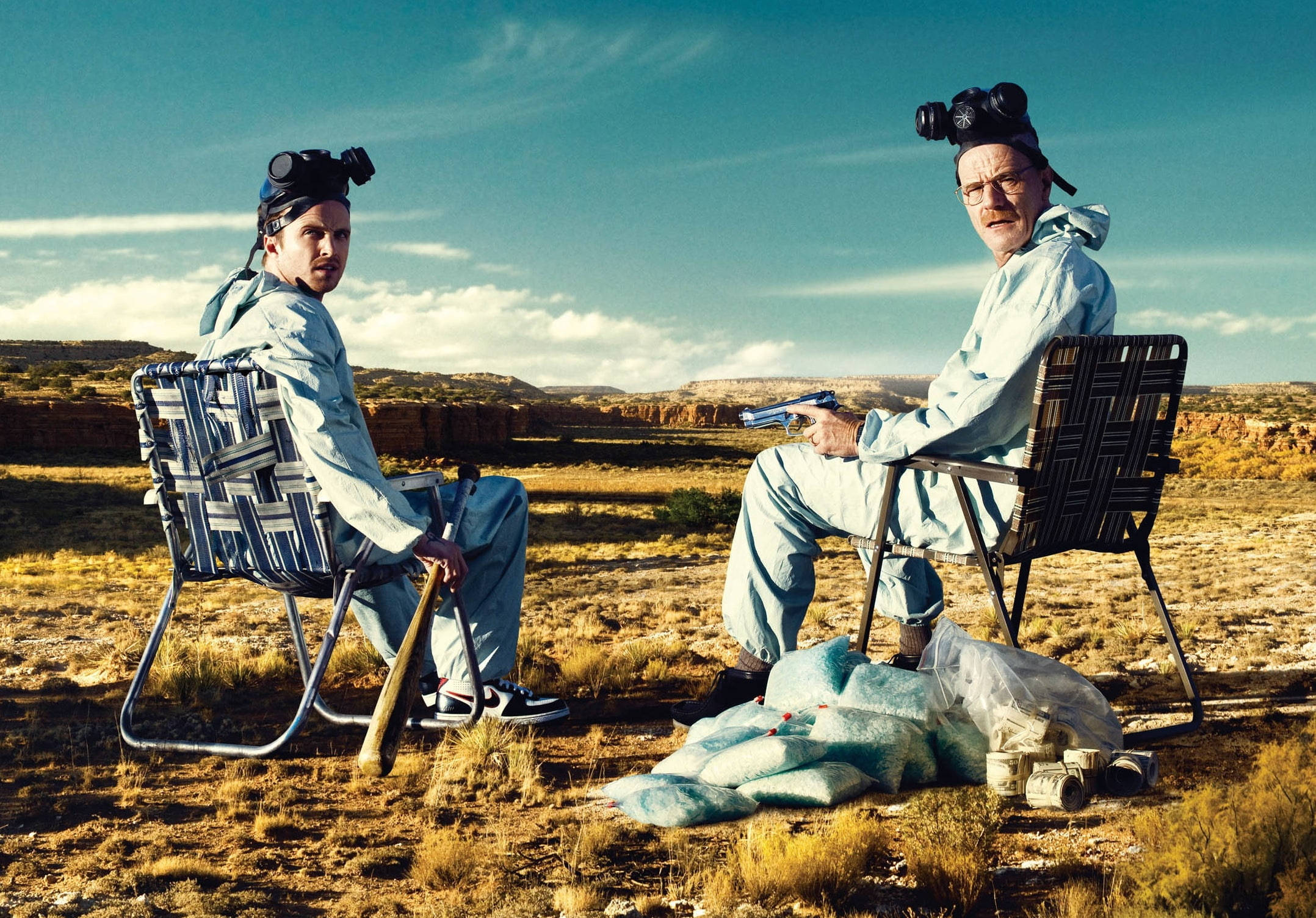 Breaking Bad, hazmat suits, lawn chairs, Full HD Desktop Wallpaper