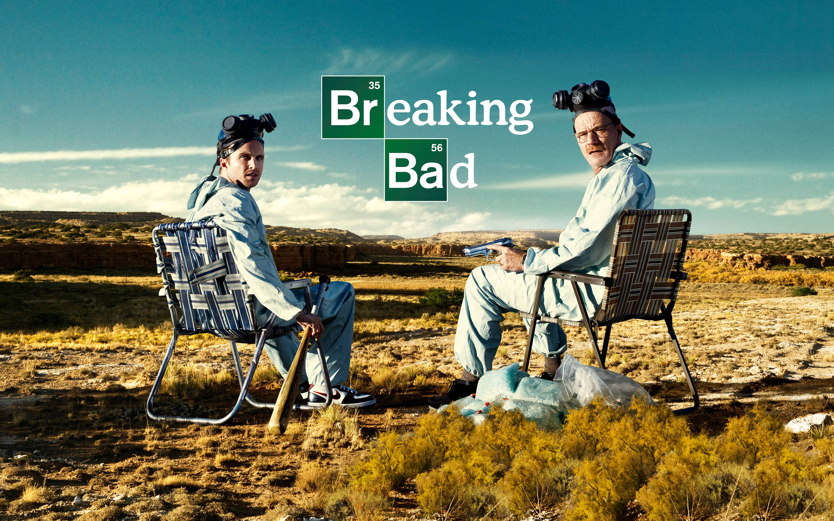 Breaking Bad, hazmat suits, lawn chairs, 2K Desktop Wallpaper