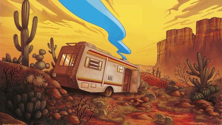 Breaking Bad, vintage camper van, desert canyon, SD Desktop Wallpaper