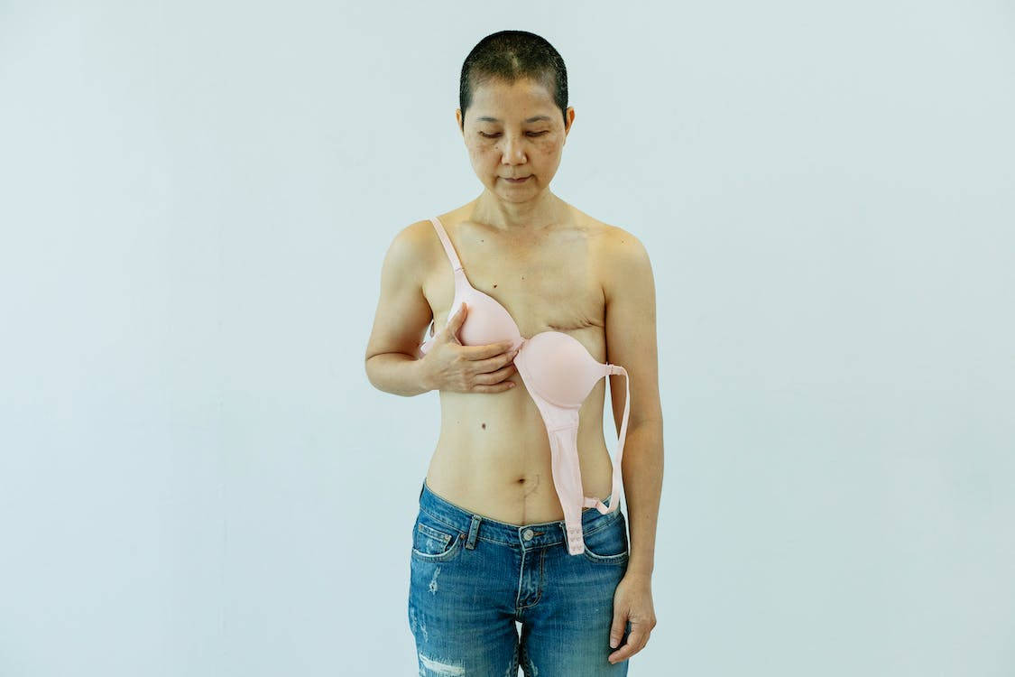Empowering Breast Cancer Awareness, light pink bra, blue jeans, SD Desktop Wallpaper