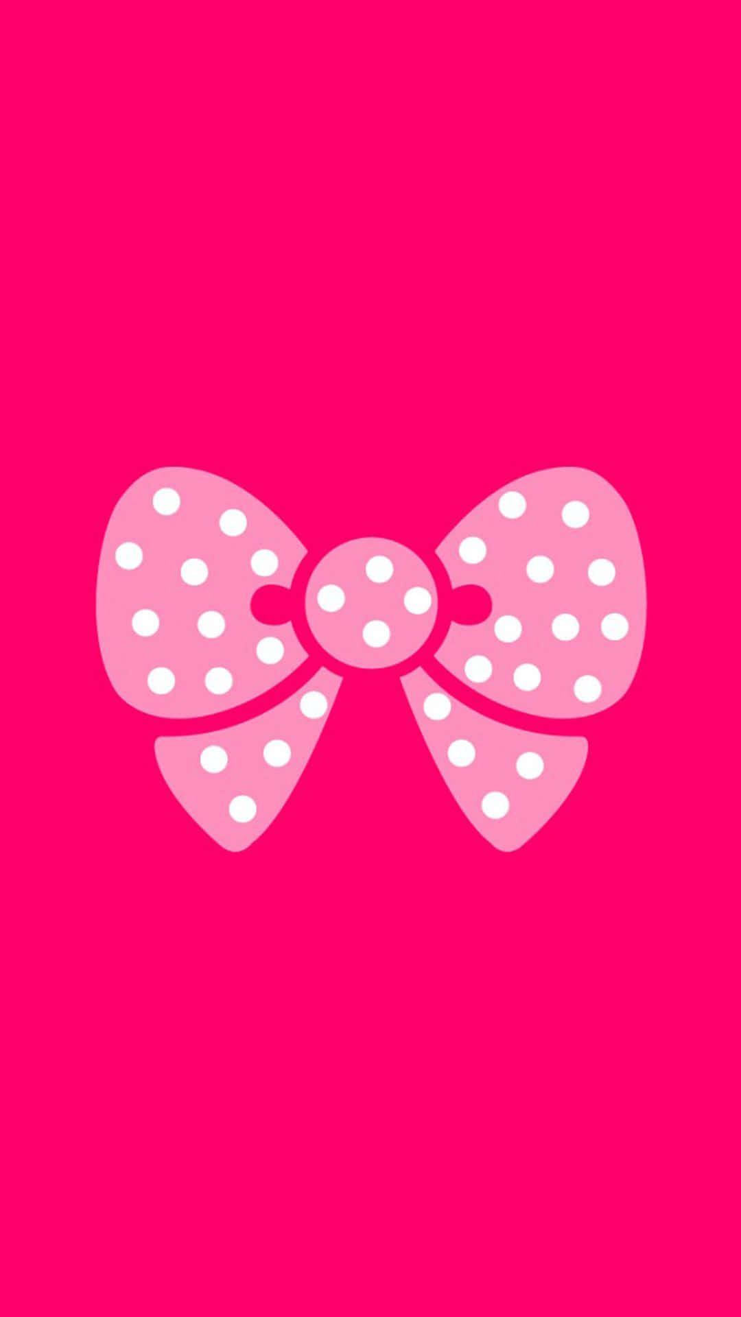 pink ribbon, pink polka dot bow, vibrant hot pink background, Full HD Phone Wallpaper