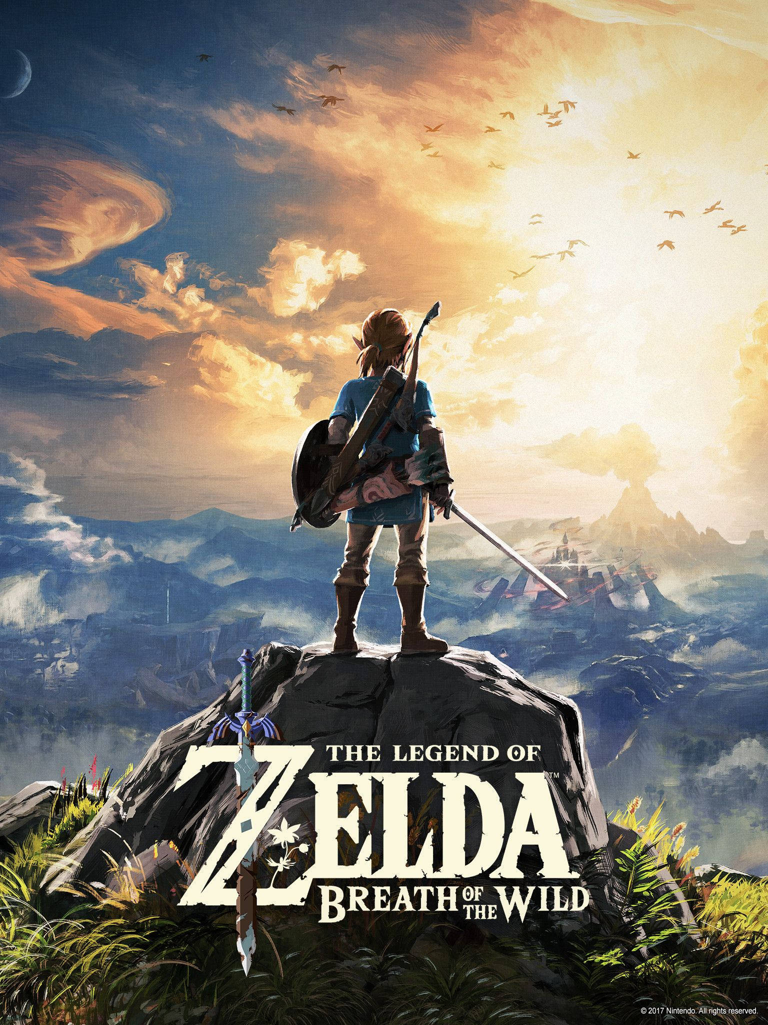Breath Of The Wild, sunset, rocky peak, Full HD Phone Wallpaper