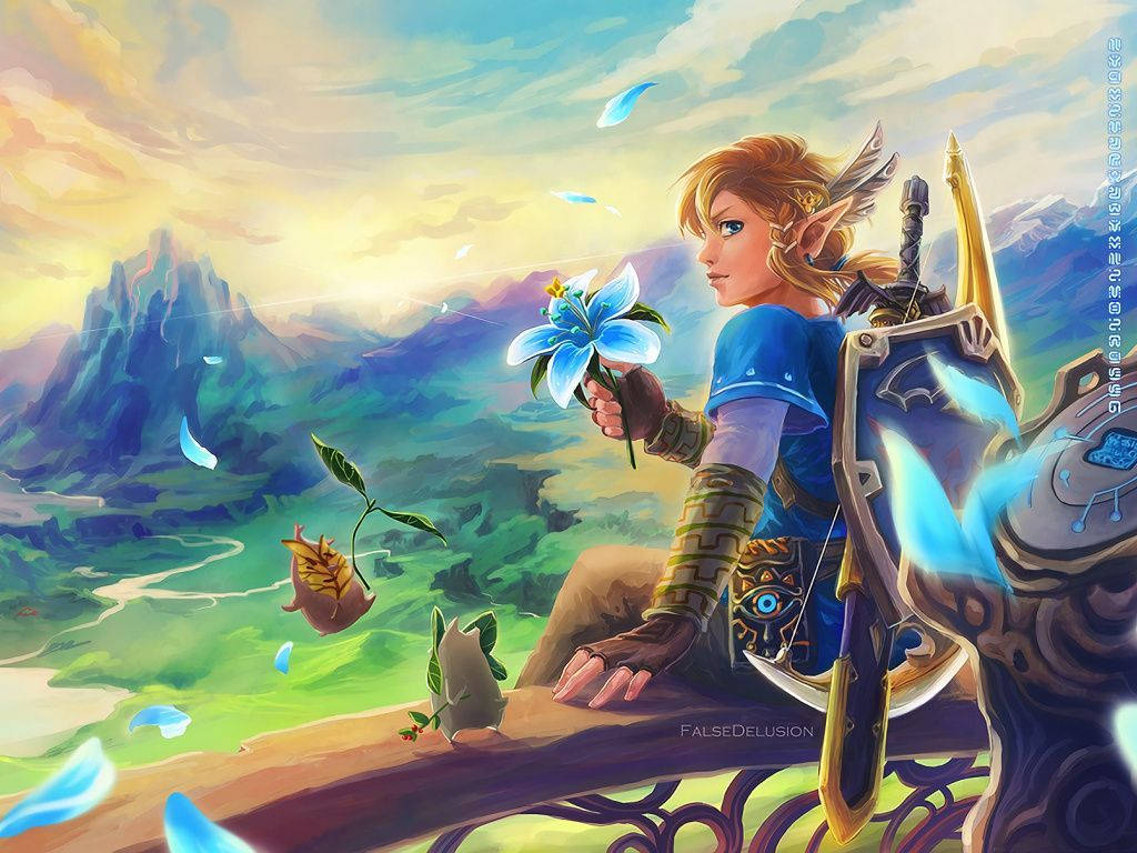 Breath Of The Wild, elf warrior, blue armor, SD Desktop Wallpaper