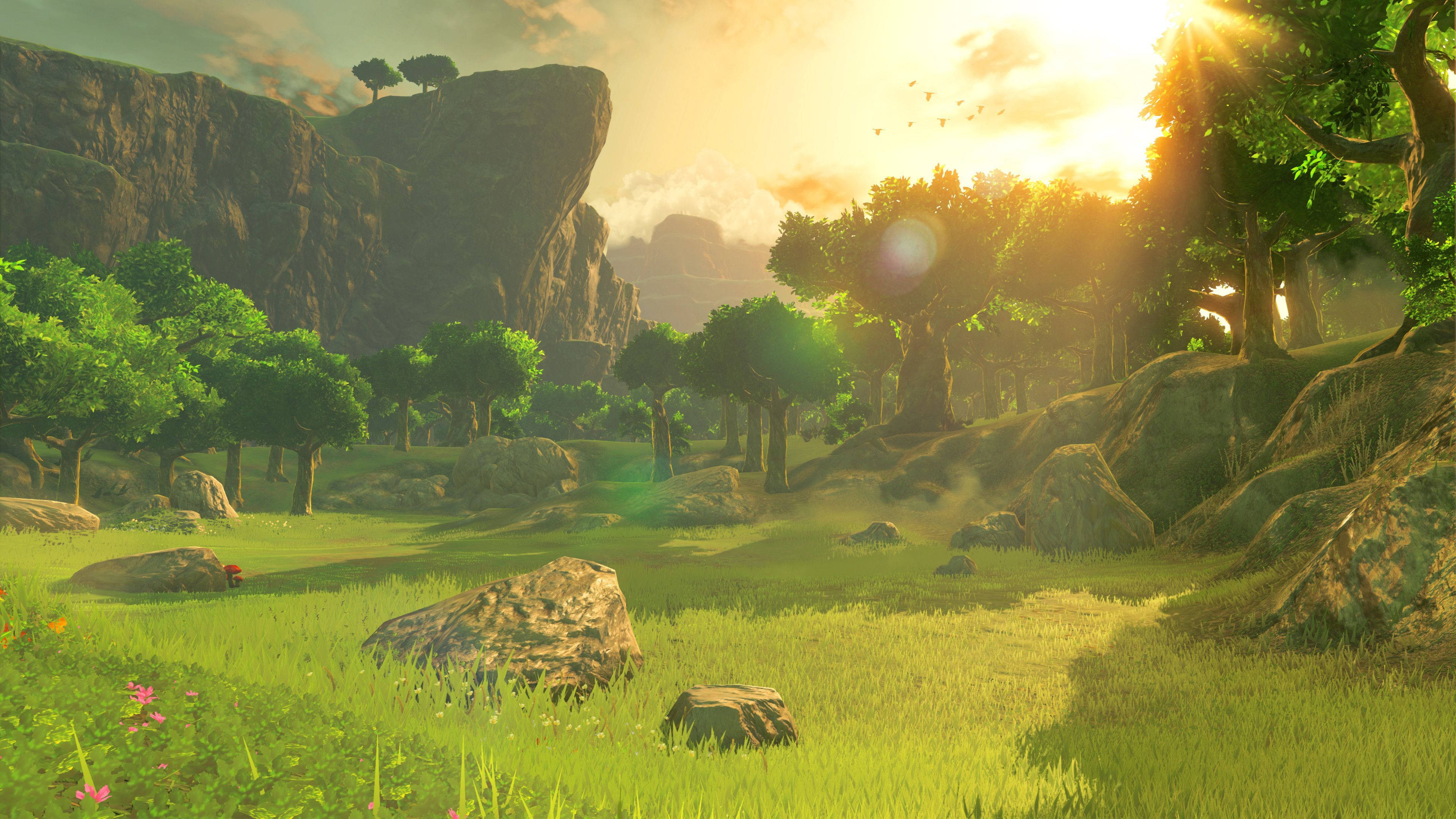 Breath Of The Wild, sunlight, vibrant green valley, 4K Desktop Wallpaper