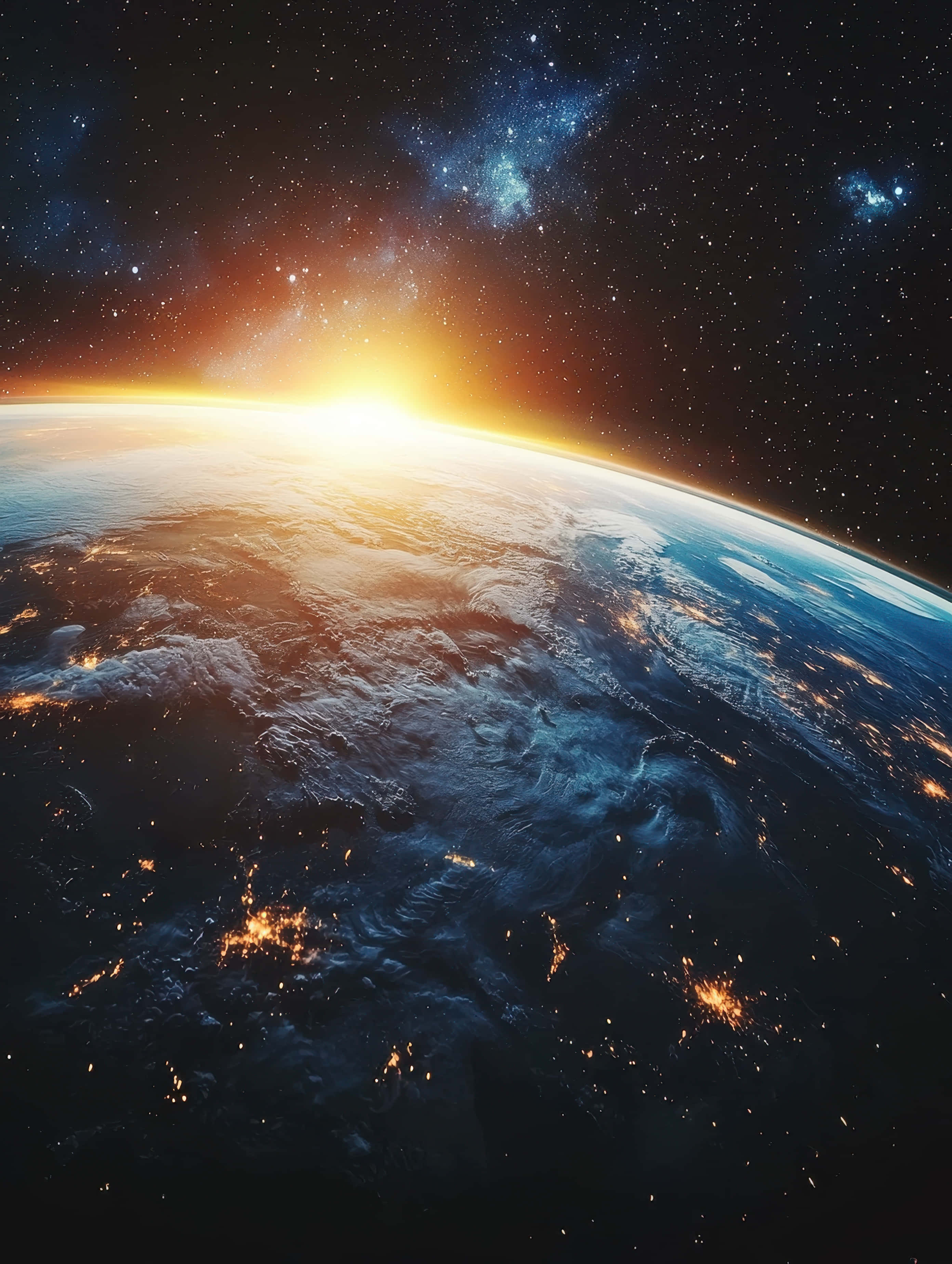 Earth, space, sunrise, 2K Phone Wallpaper