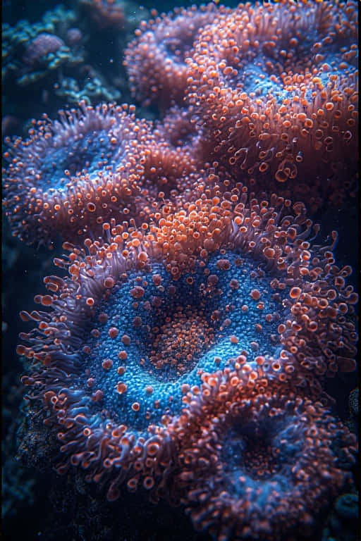 neon coral polyps, 8K macro underwater, vibrant blue and orange, SD Phone Wallpaper