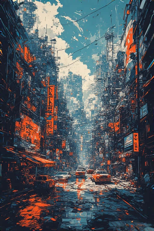 urban safari 4k, neon-lit alleyway, cyberpunk metropolis, SD Phone Wallpaper