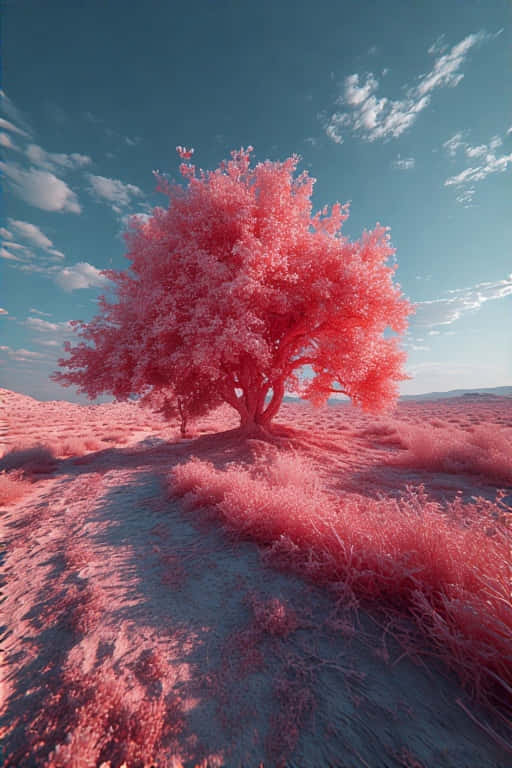 mirage, scorching desert, surreal infrared, SD Phone Wallpaper