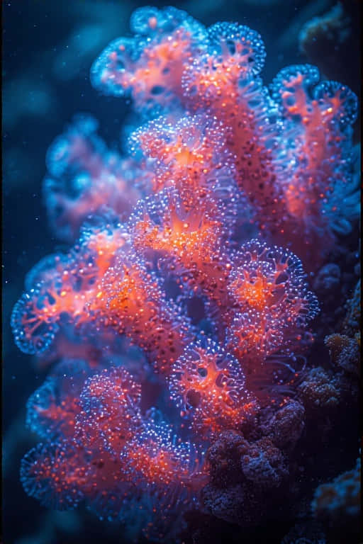 neon coral polyps, 8K macro underwater, fiery orange, SD Phone Wallpaper