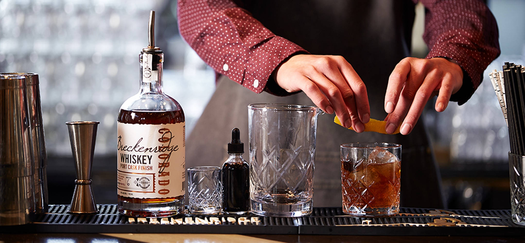 Breckenridge Distillery, whiskey cocktail, orange peel, Full HD Desktop Wallpaper