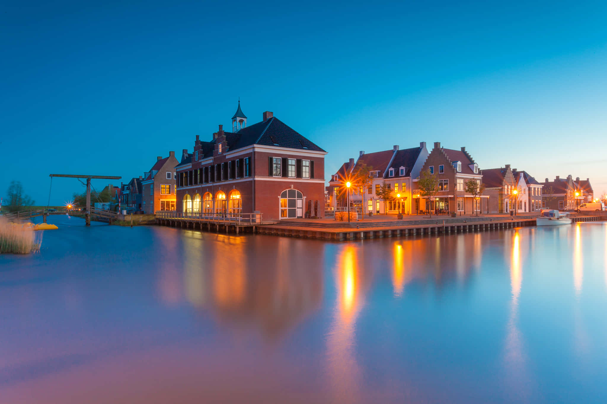 Breda, waterfront, twilight, Full HD Desktop Wallpaper