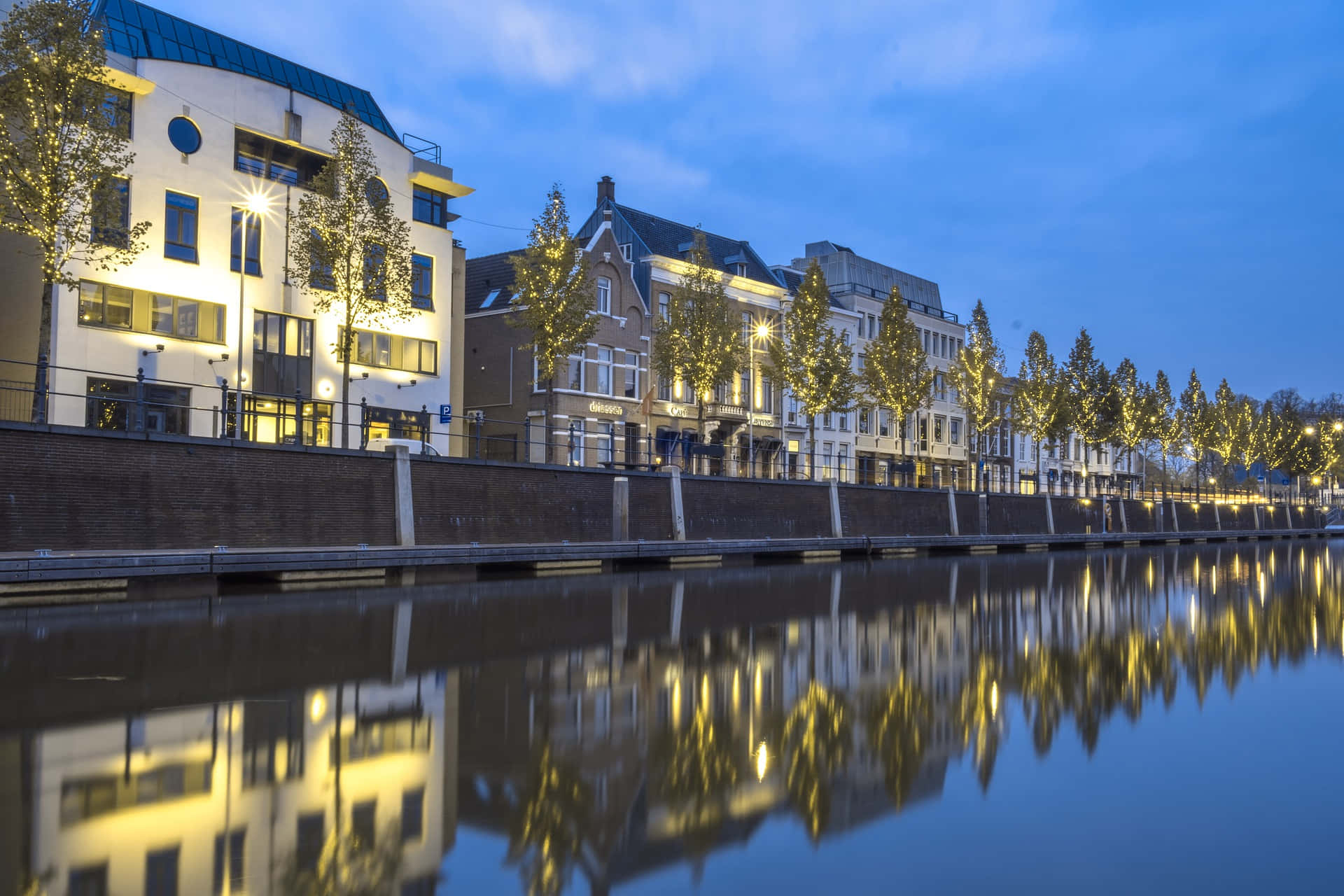 Breda, evening, riverside view, Full HD Desktop Wallpaper