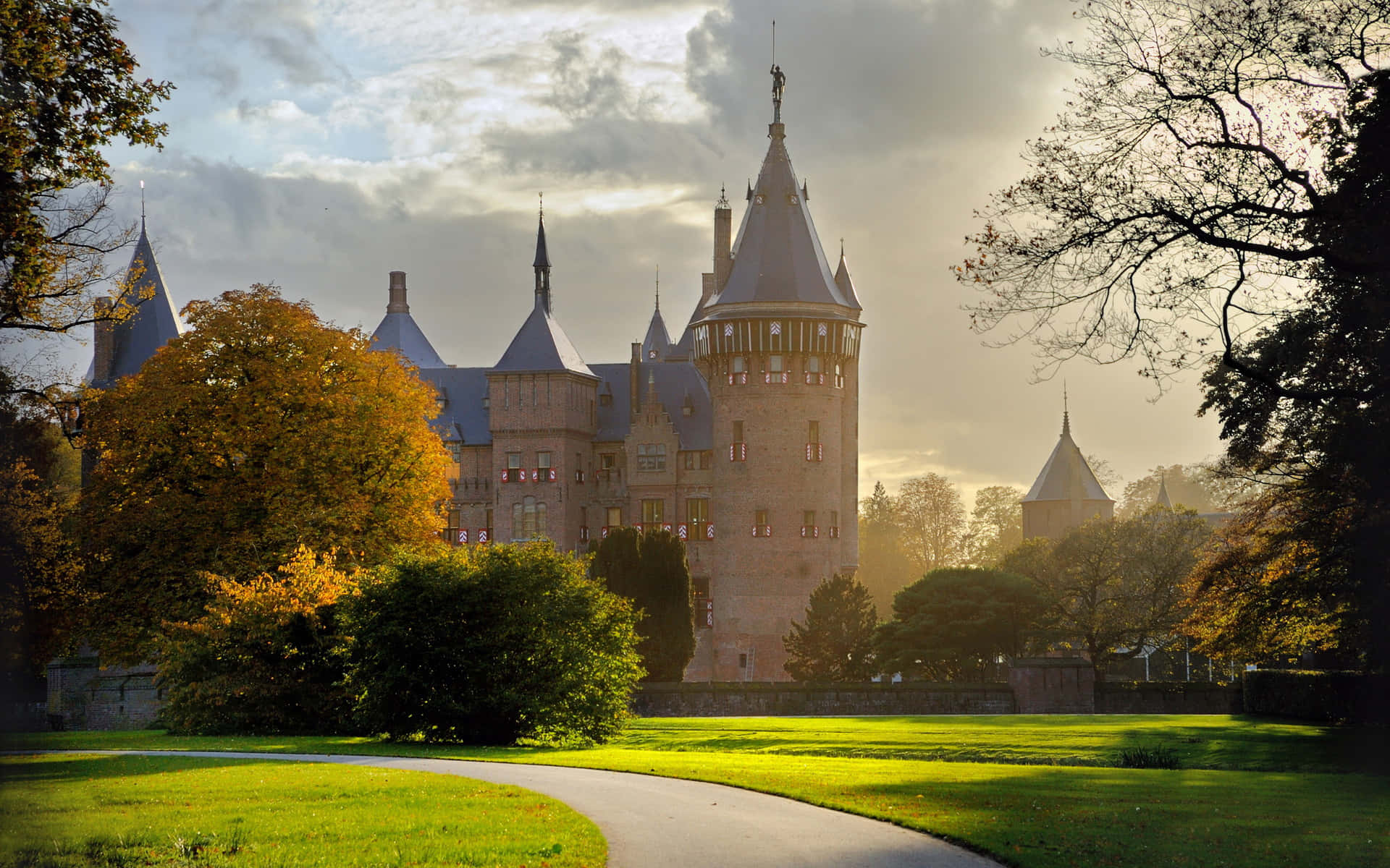 castle, sunset, Breda, Full HD Desktop Wallpaper