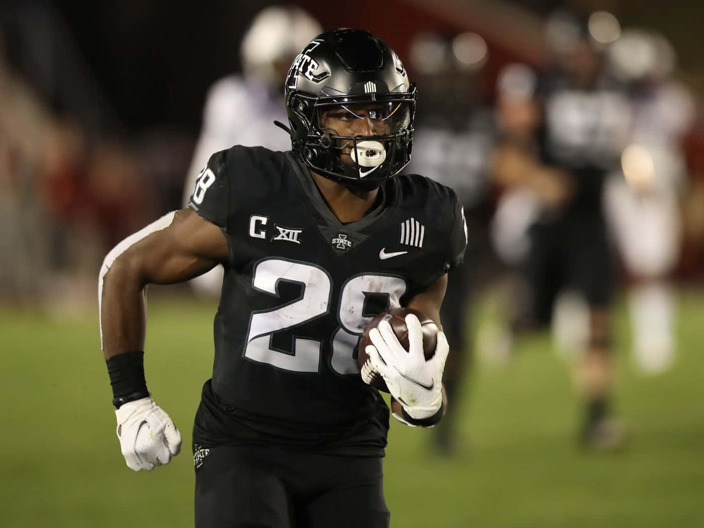 Breece Hall, number 28, black jersey, HD Desktop Wallpaper