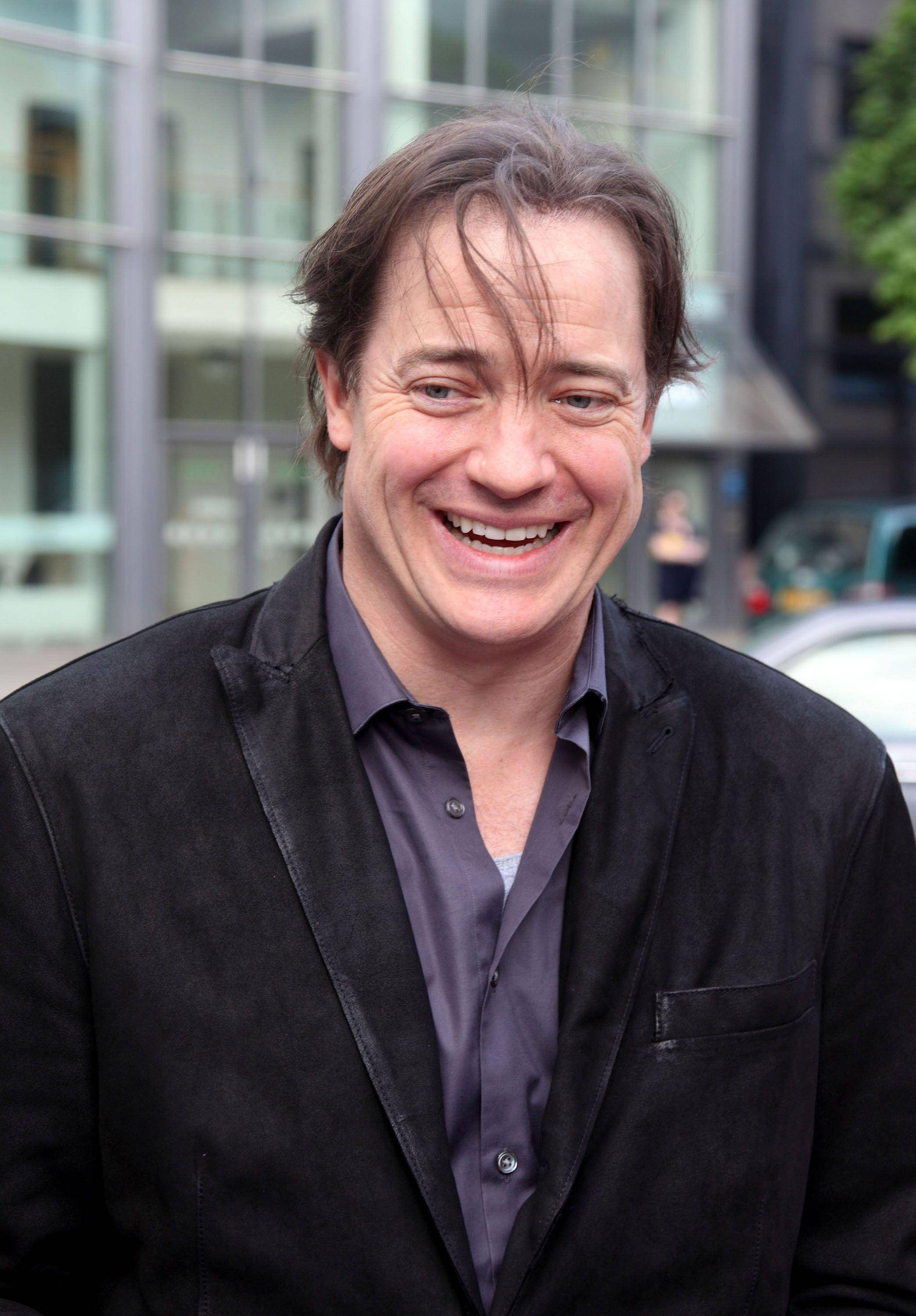 Brendan Fraser, black blazer, tousled brown hair, 2K Phone Wallpaper