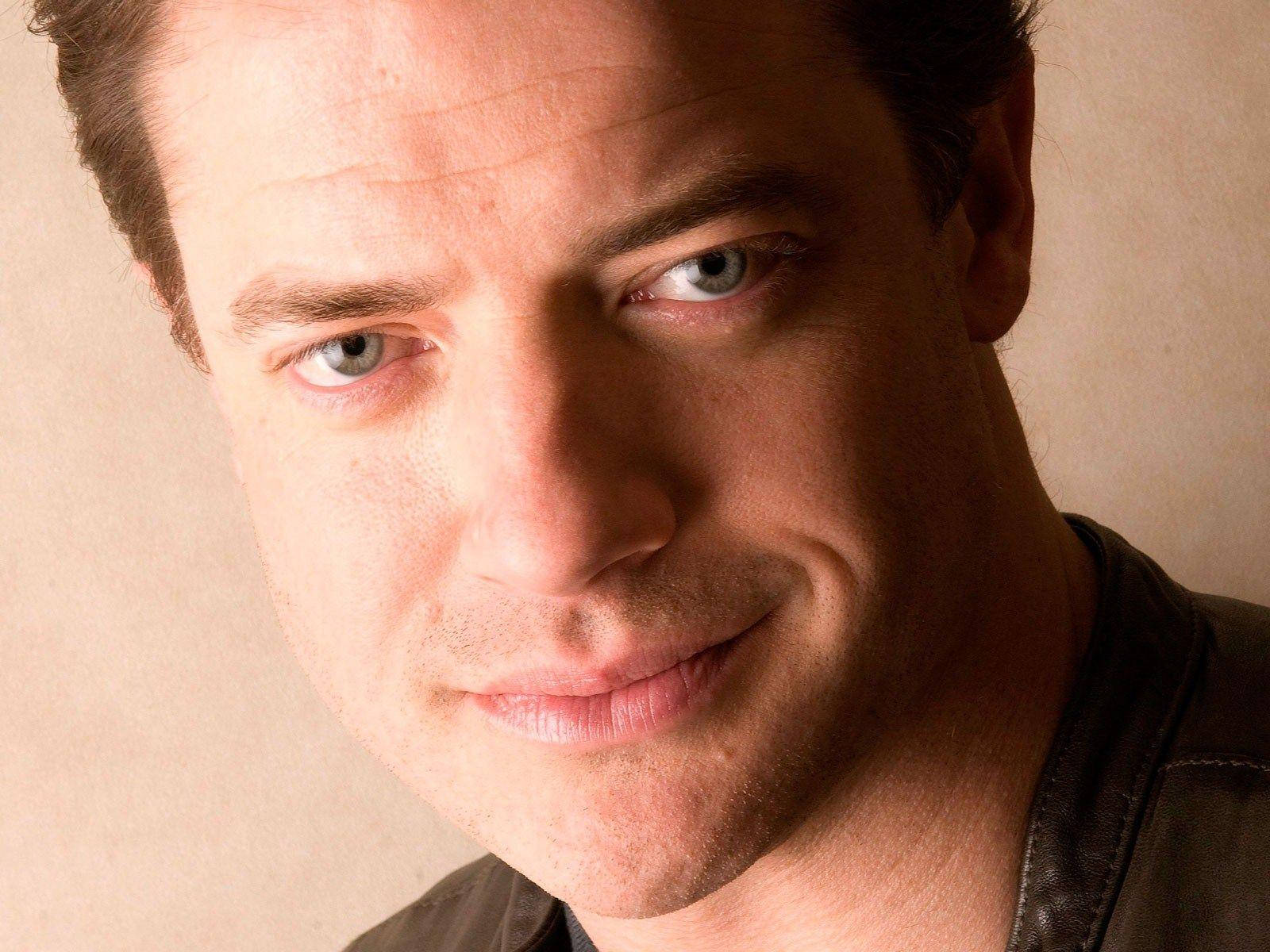 Brendan Fraser, leather jacket, intense blue eyes, HD Desktop Wallpaper