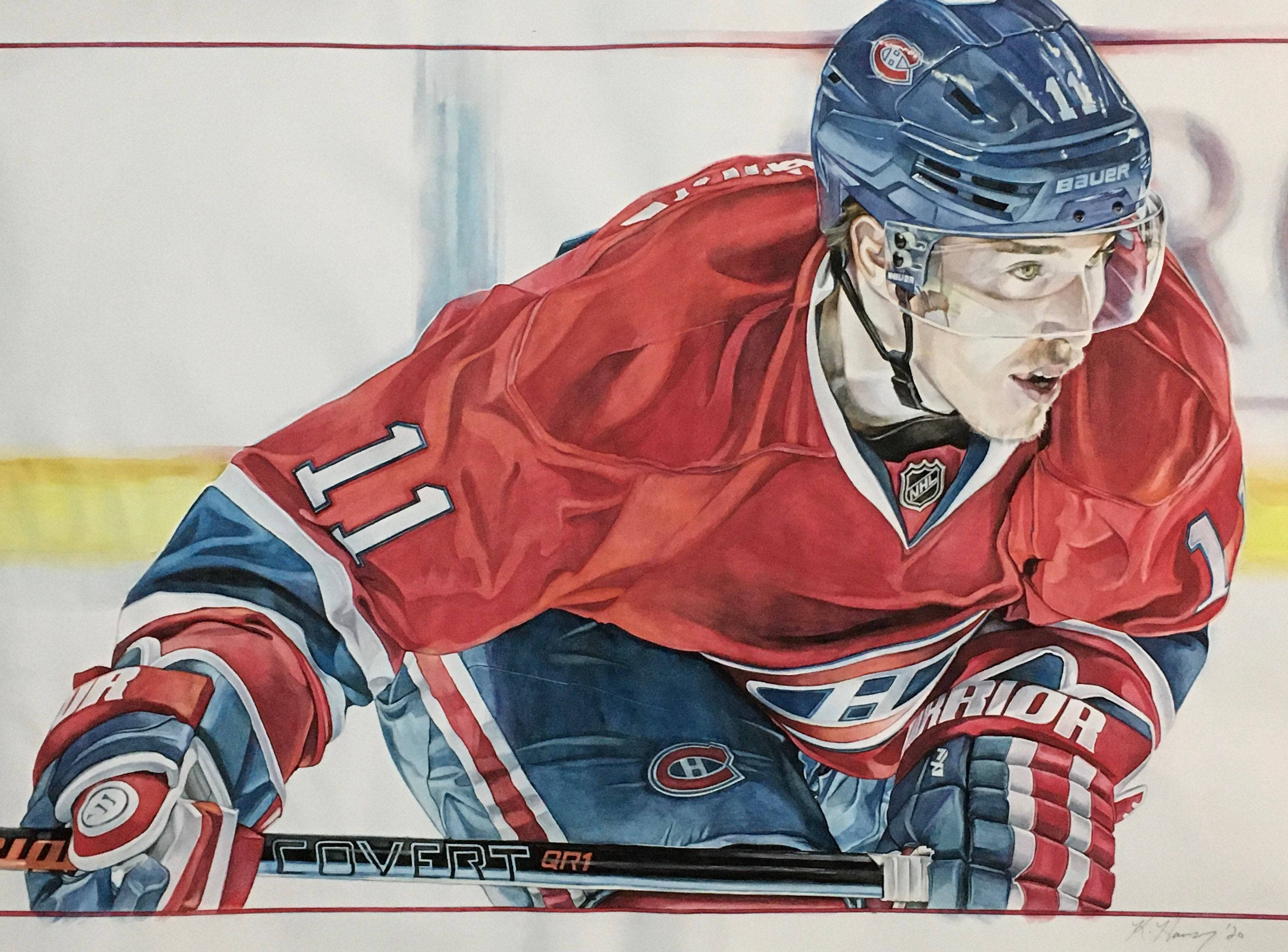 Brendan Gallagher, hockey player, red blue and white uniform, 2K Desktop Wallpaper