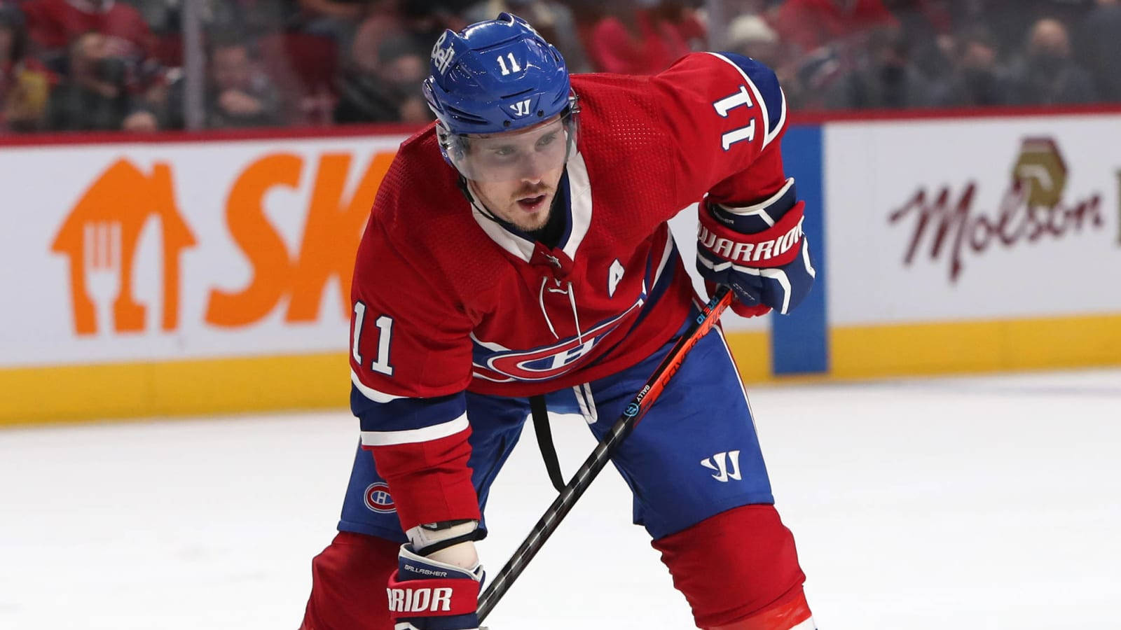 Brendan Gallagher, red and blue uniform, ice, HD Desktop Wallpaper