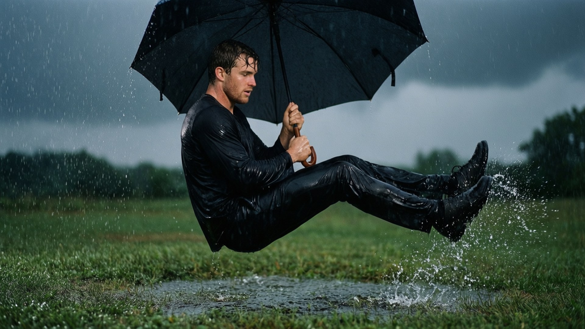 Brendon Todd, rain, umbrella, Full HD Desktop Wallpaper