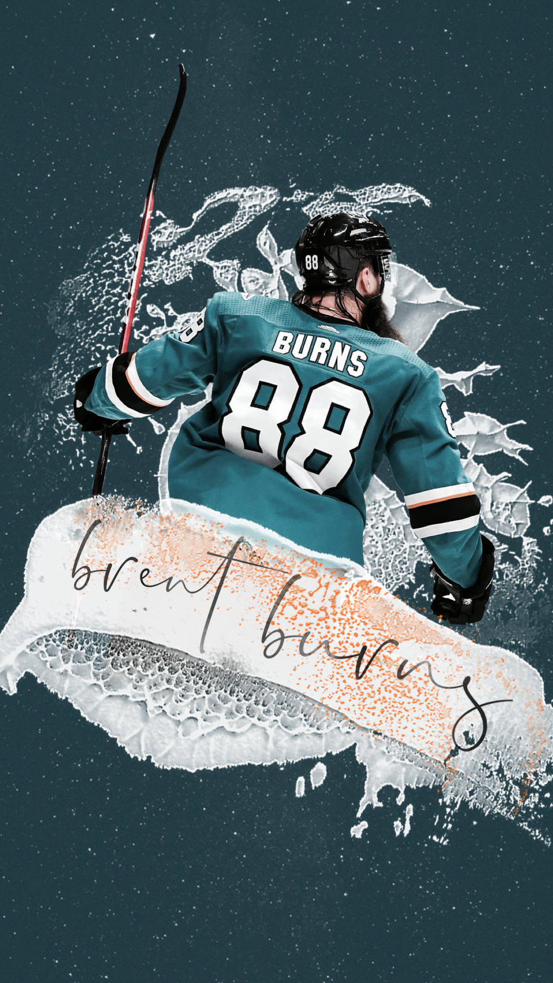Brent Burns, teal jersey, stick raised, Full HD Phone Wallpaper
