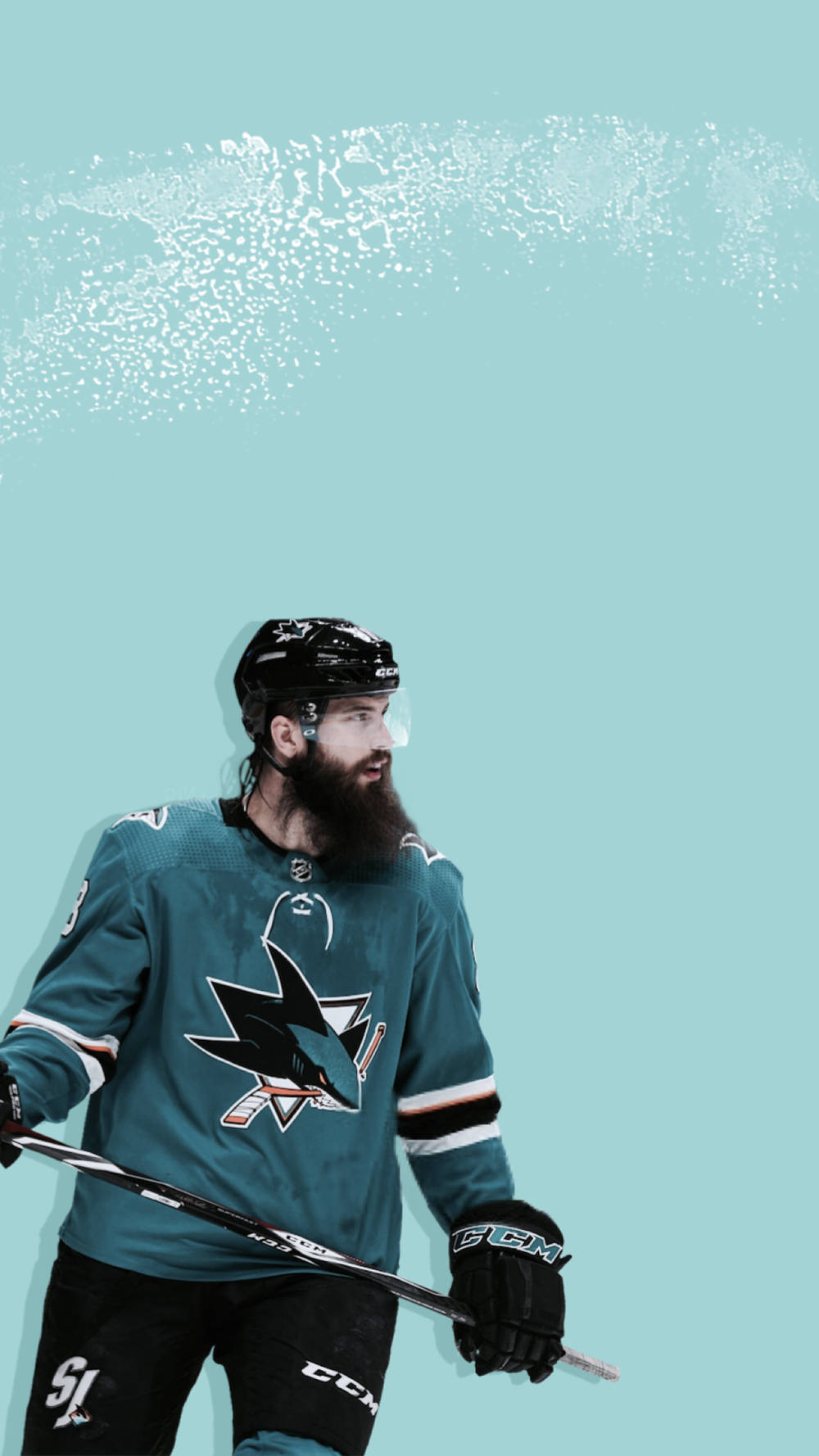 Brent Burns, teal Sharks jersey, light blue background, HD Phone Wallpaper