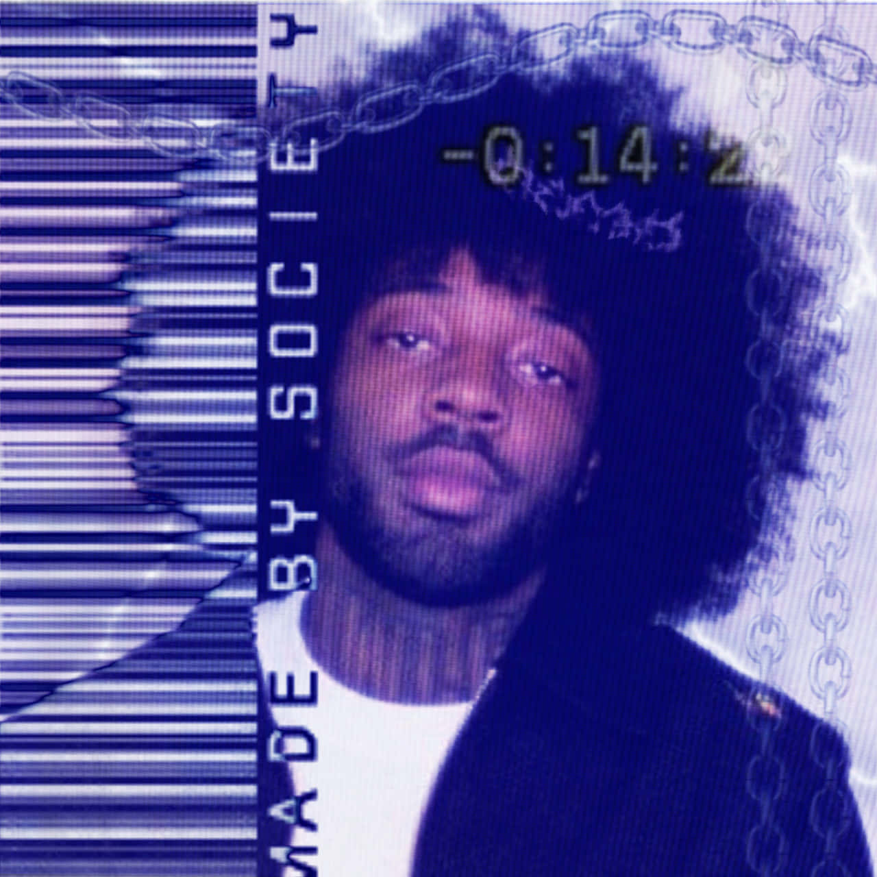 Brent Faiyaz, afro, blue digital glitch background, HD Desktop Wallpaper