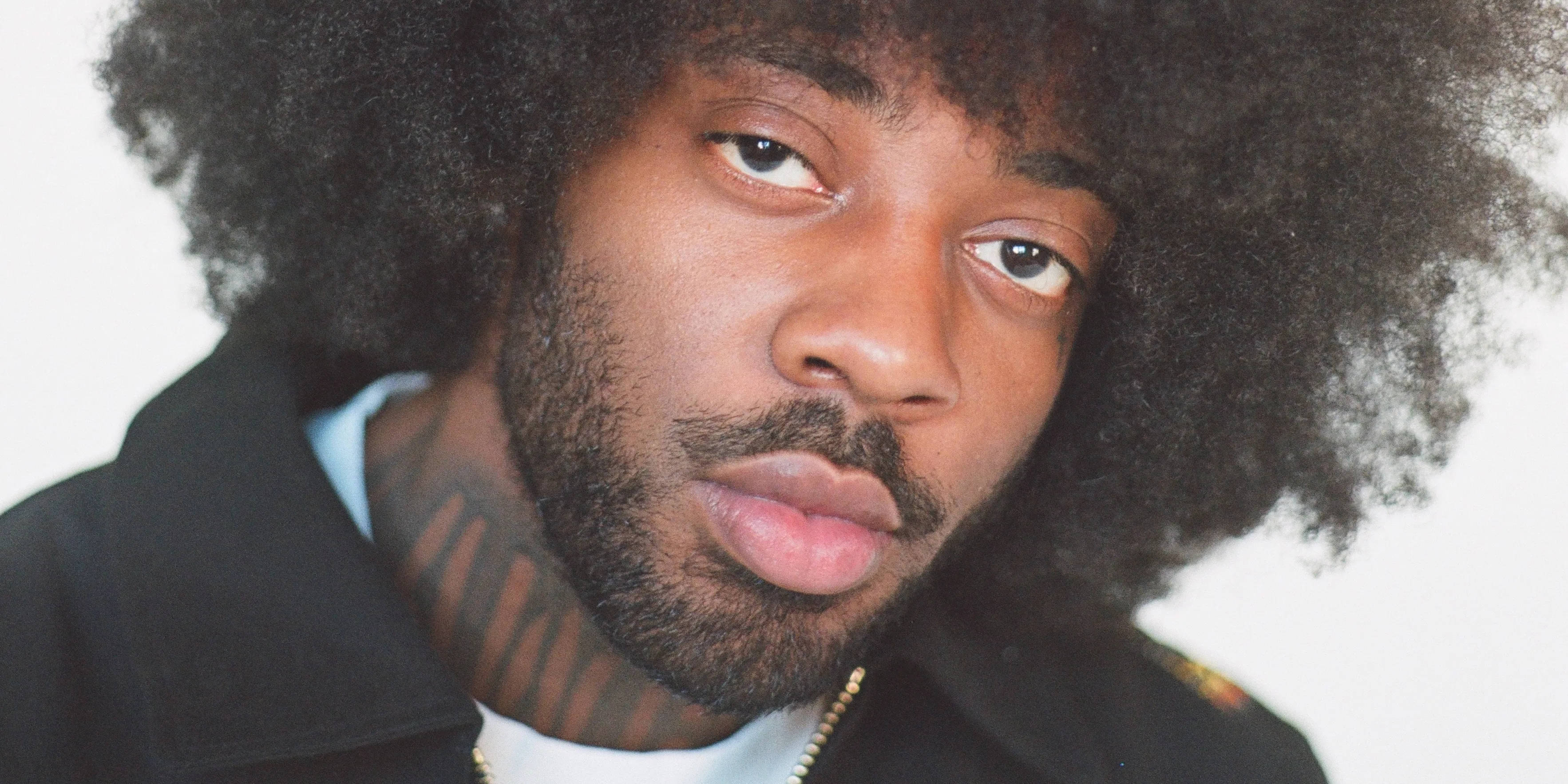 Brent Faiyaz, afro beard, neck tattoo, 2K Desktop Wallpaper