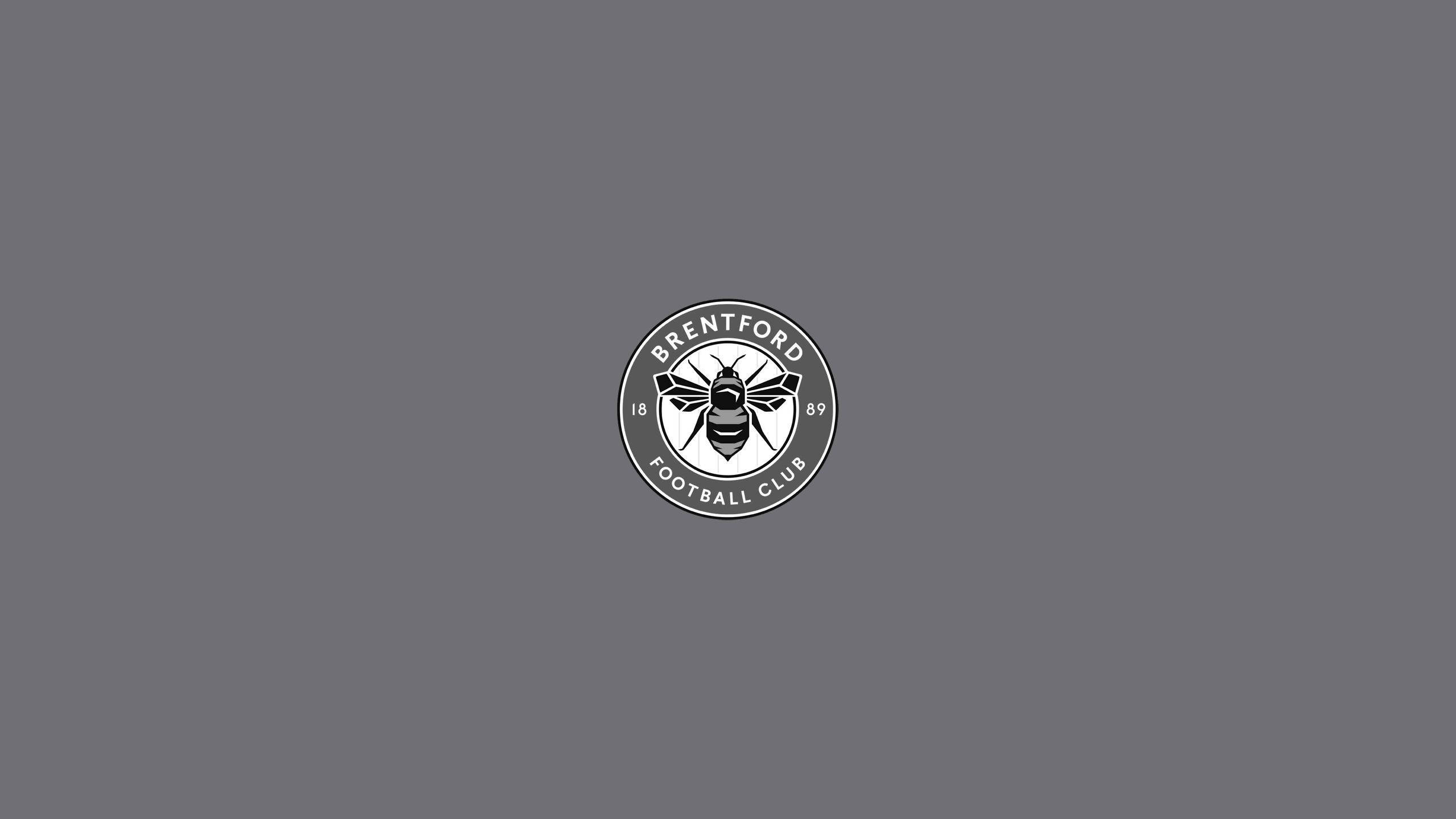 Brentford FC, logo, grayscale, 2K Desktop Wallpaper