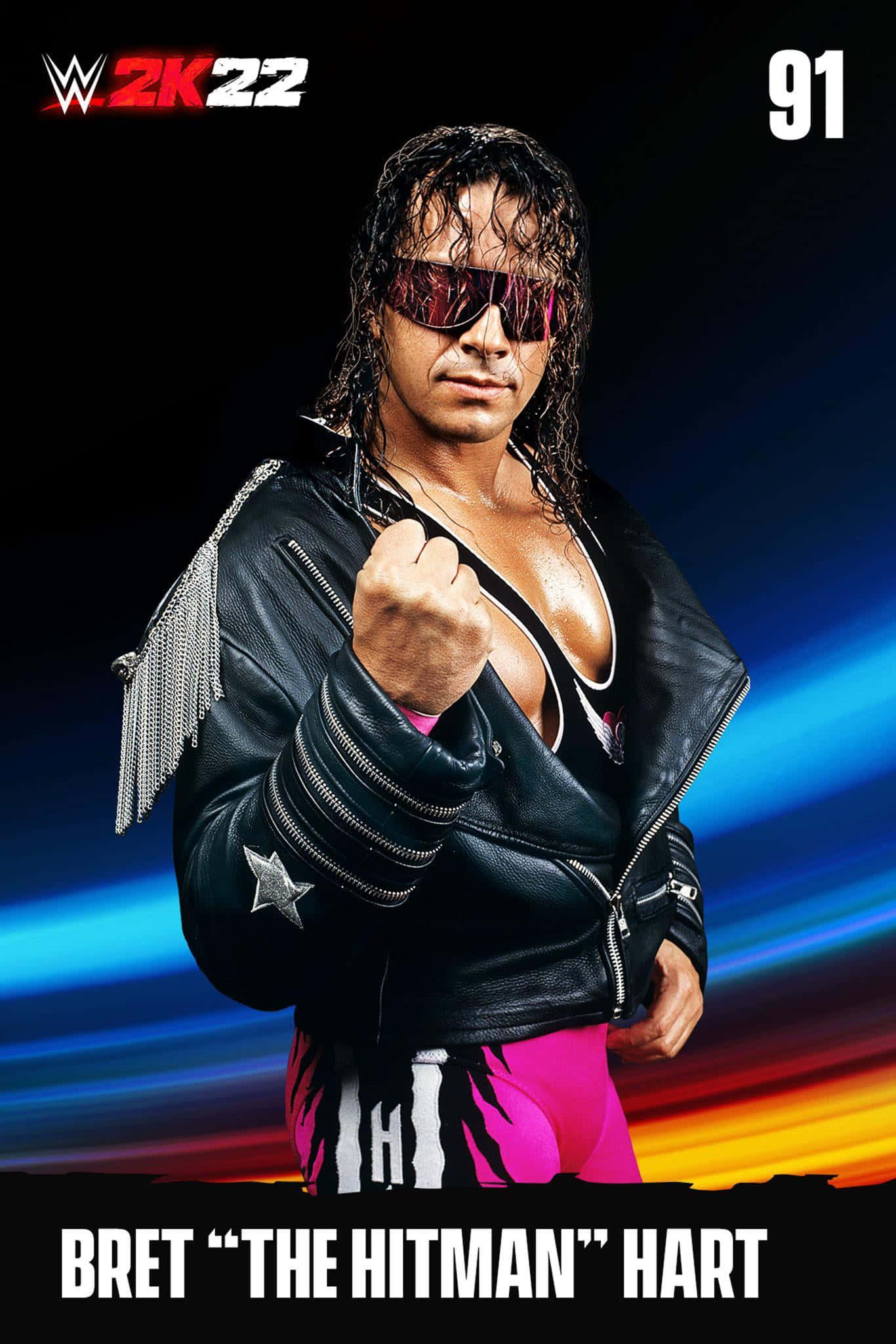 Bret Hart, black leather jacket, silver fringe, Full HD Phone Wallpaper