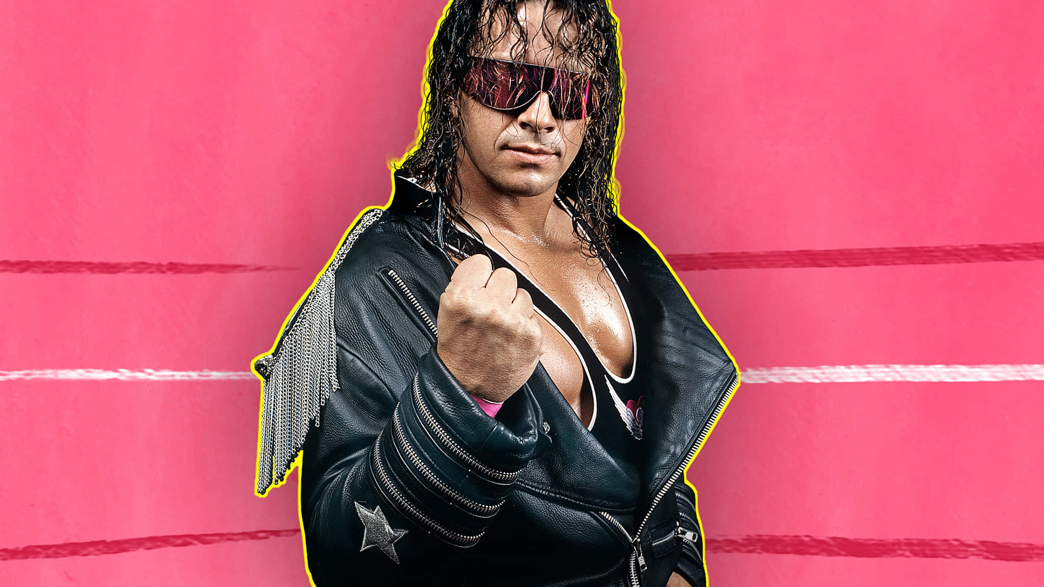Bret Hart, professional wrestler, long dark hair, Full HD Desktop Wallpaper
