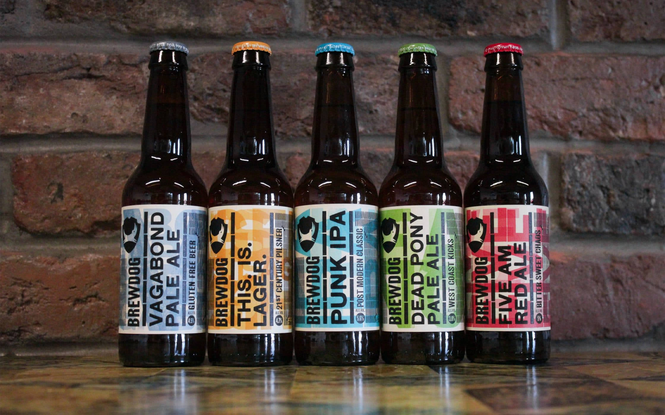 BrewDog, craft beer bottles, wooden surface, Full HD Desktop Wallpaper