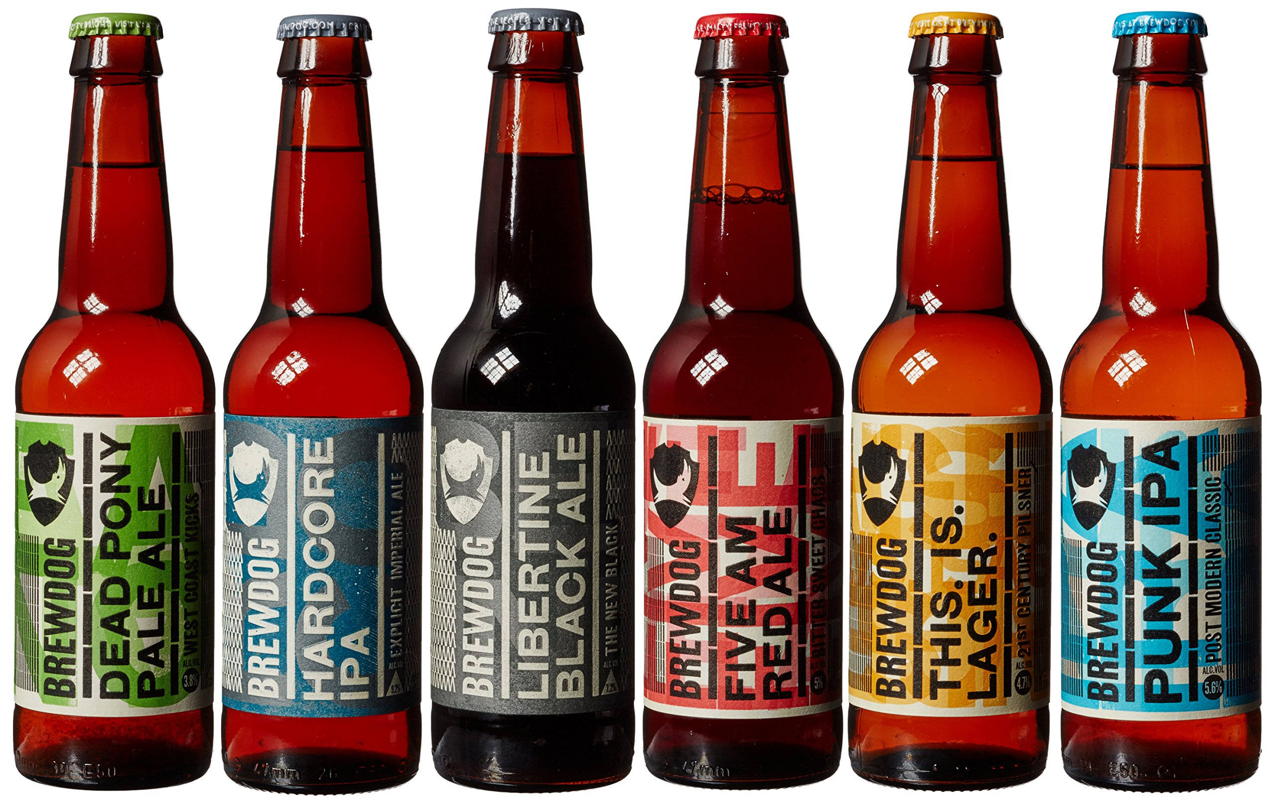 BrewDog, beer bottles, bold labels, 2K Desktop Wallpaper