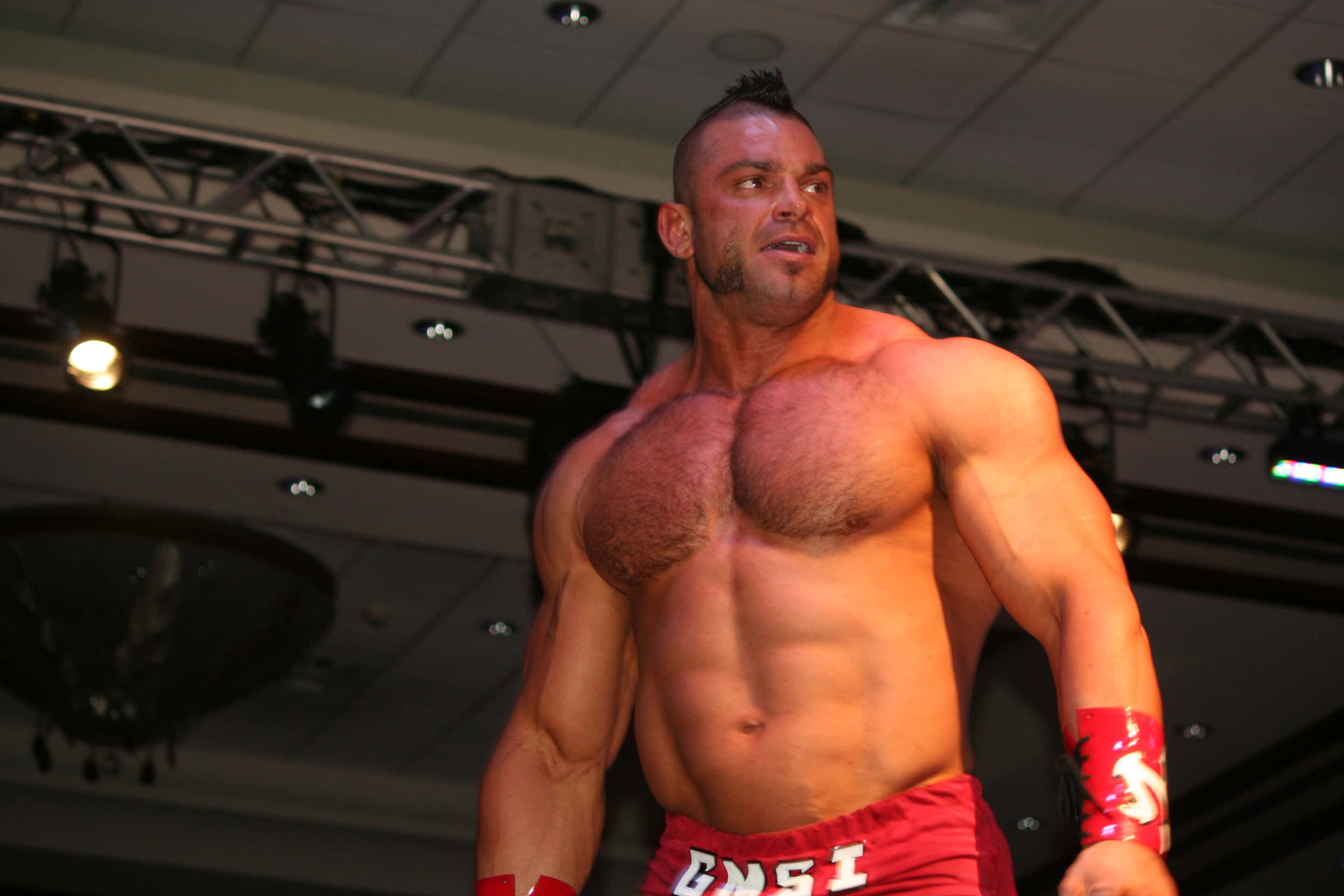 Brian Cage, red trunks, wristbands, Full HD Desktop Wallpaper