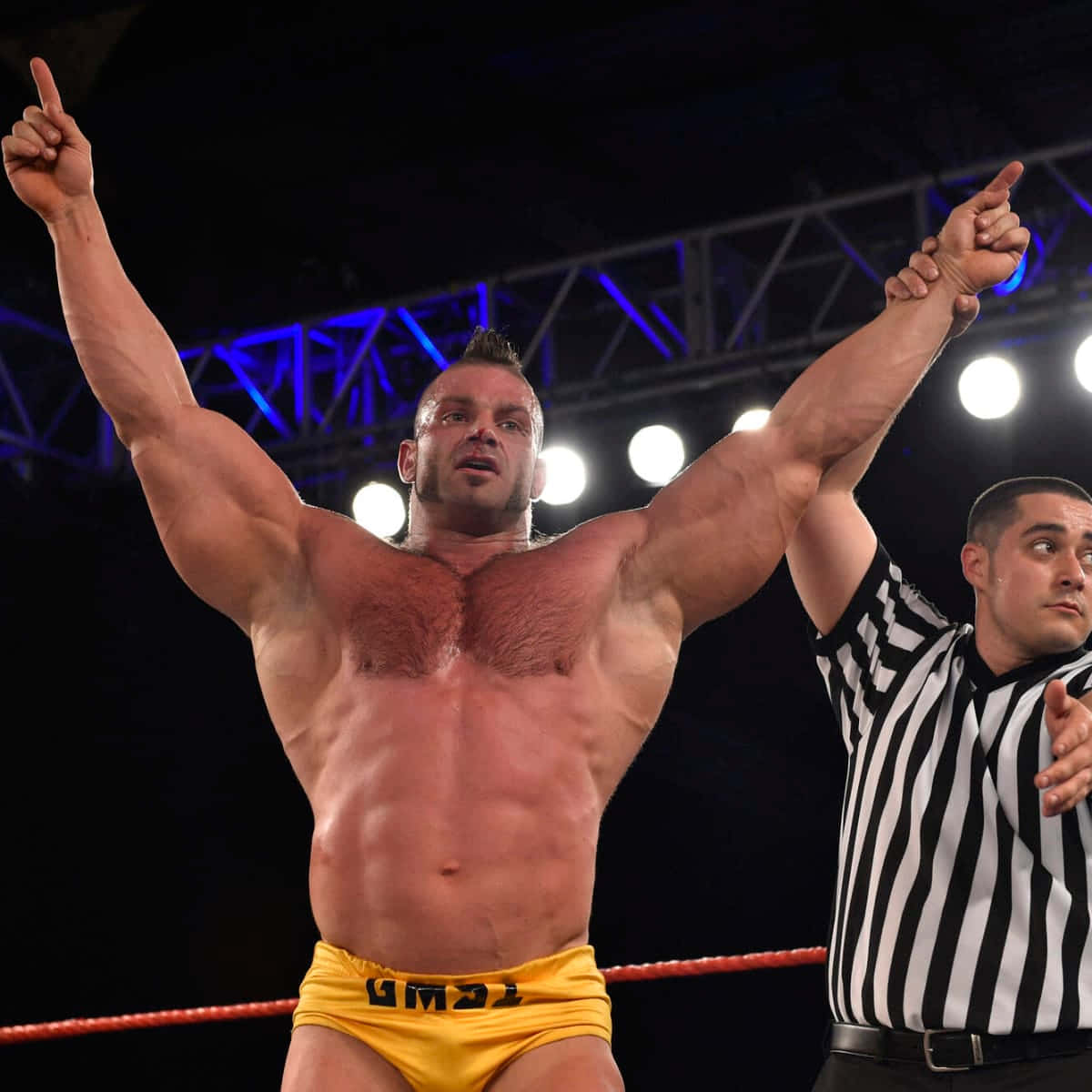 Brian Cage, yellow trunks, referee, SD Desktop Wallpaper