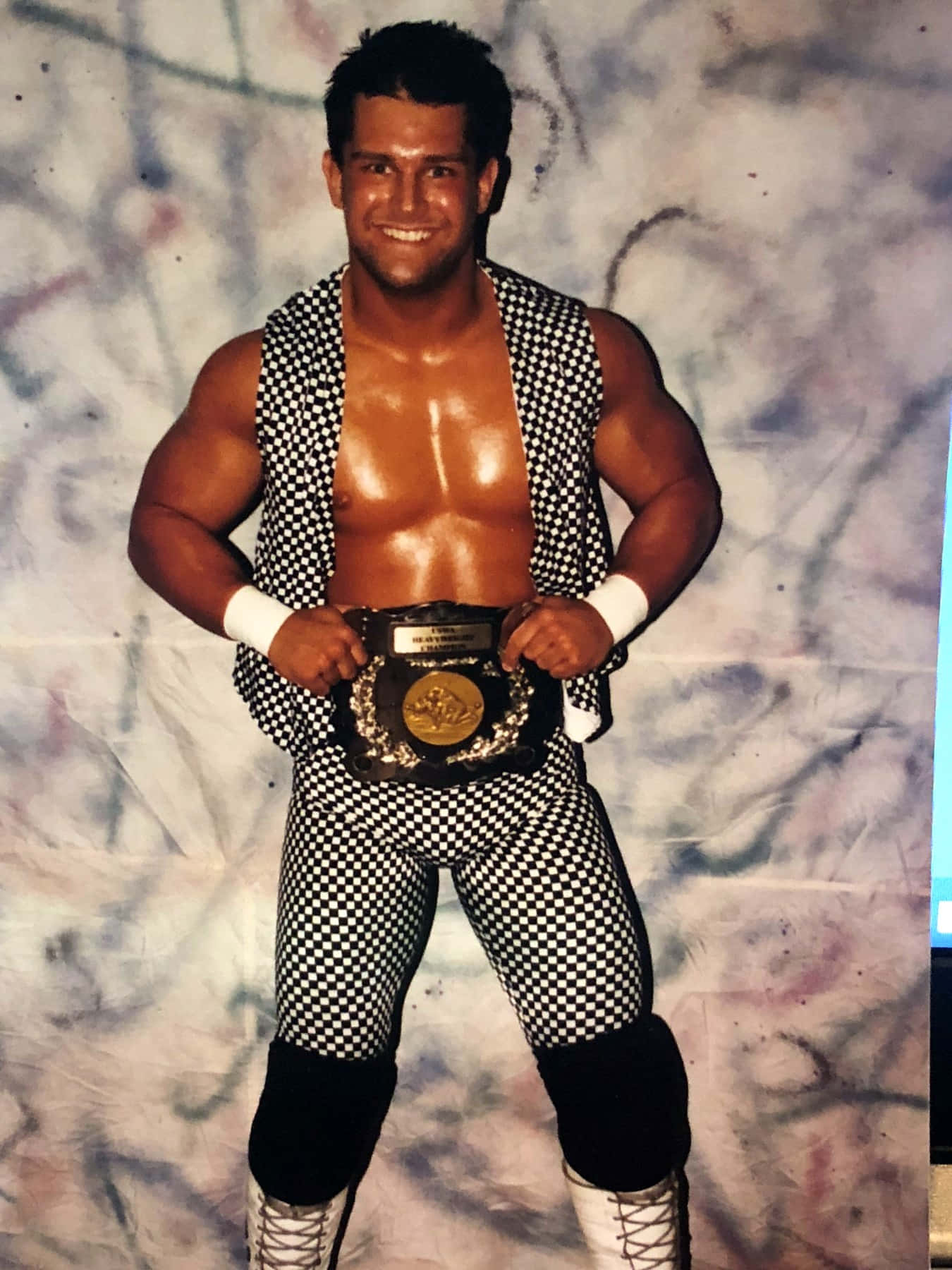 Brian Christopher, championship belt, black and white checkered outfit, HD Phone Wallpaper
