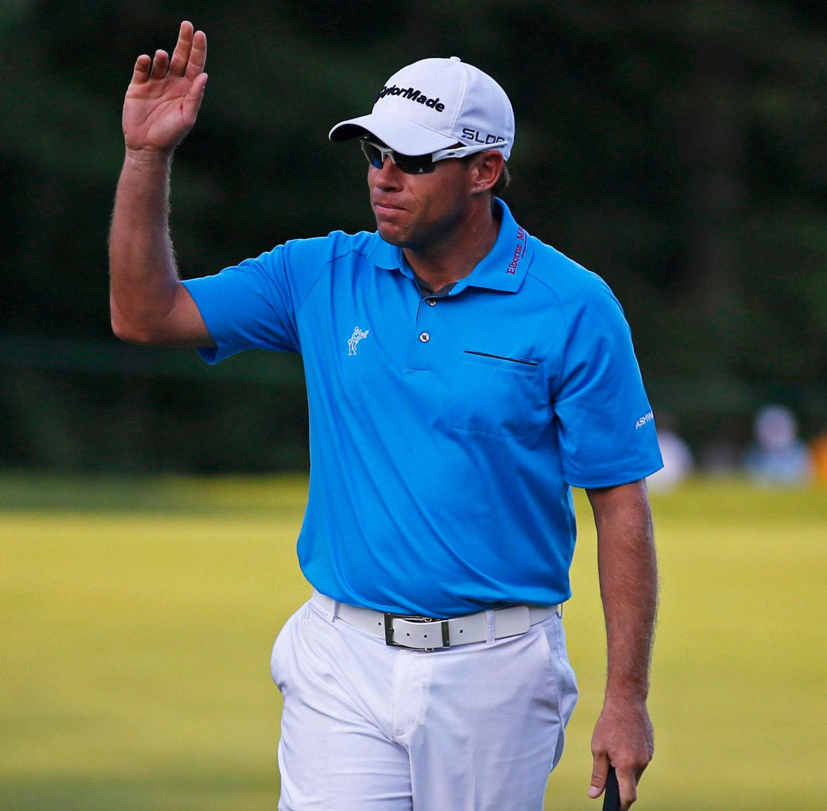 Brian Davis, bright blue polo, white cap, HD Desktop Wallpaper