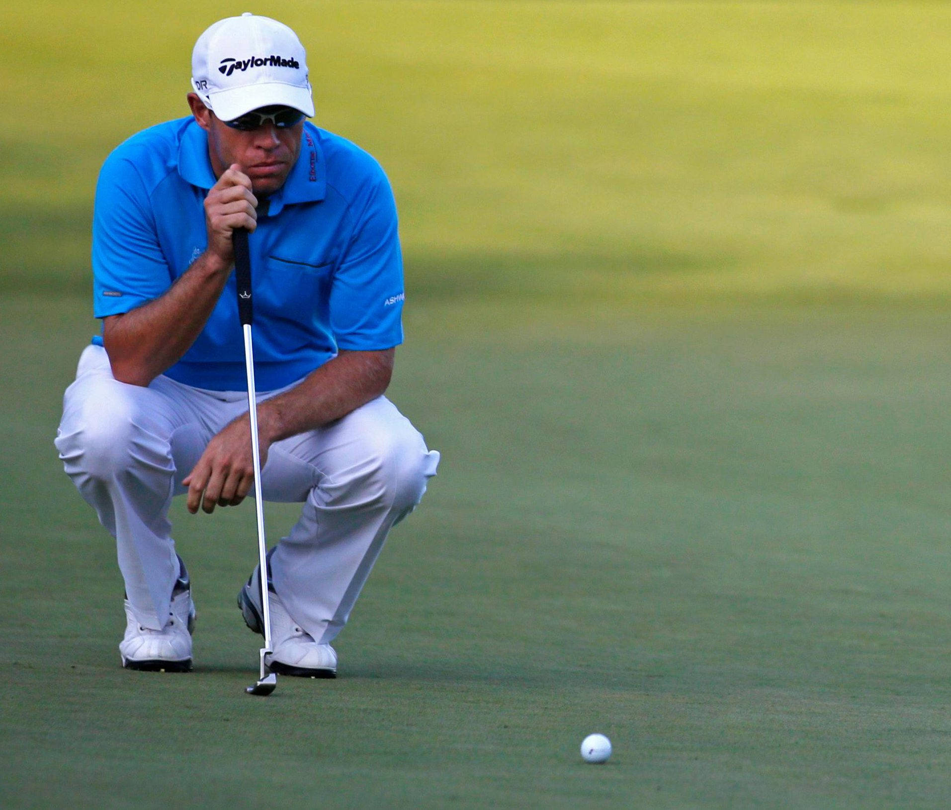 Brian Davis, blue shirt, white cap, HD Desktop Wallpaper